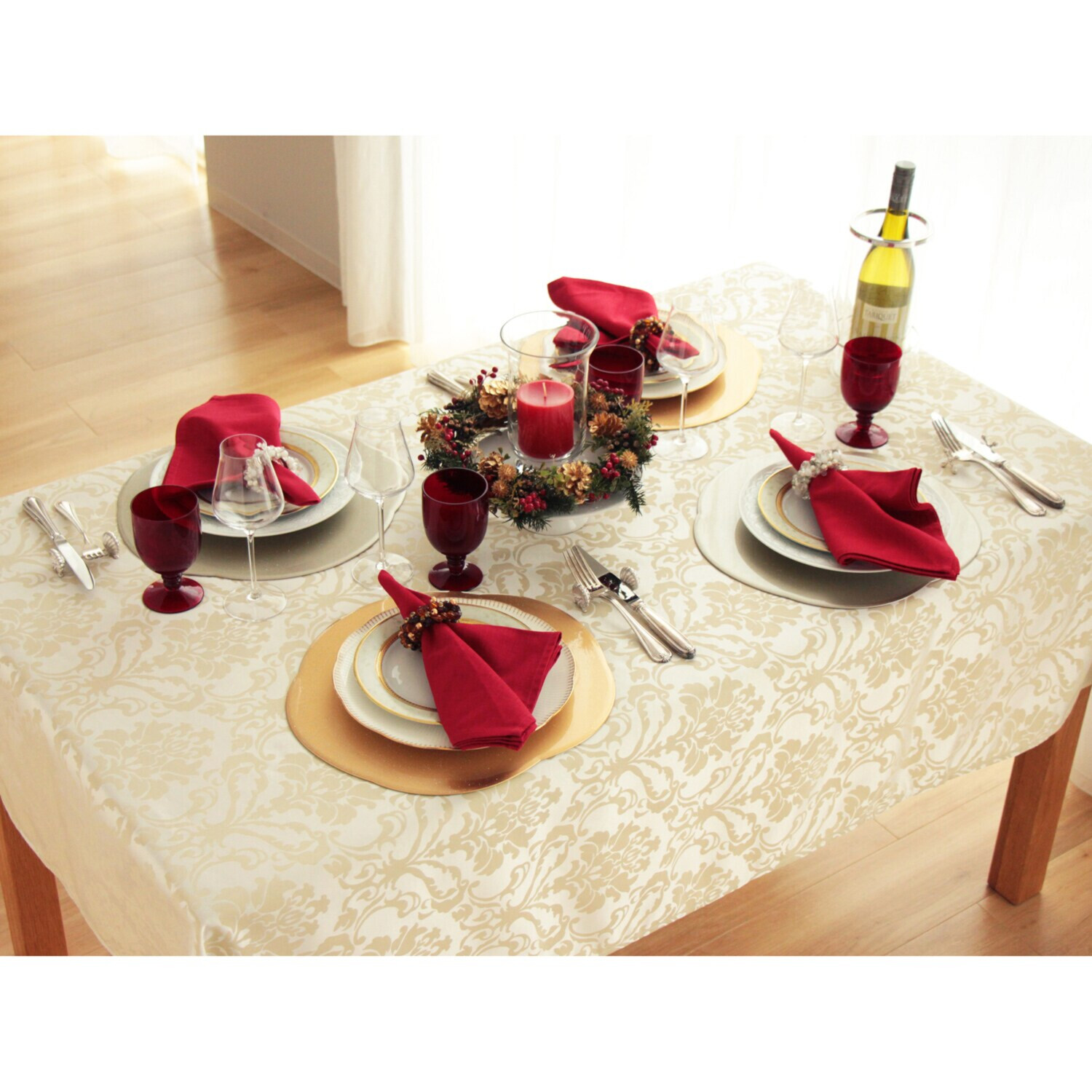 ジュエルキラメキ リバーシブル 花形テーブルマット