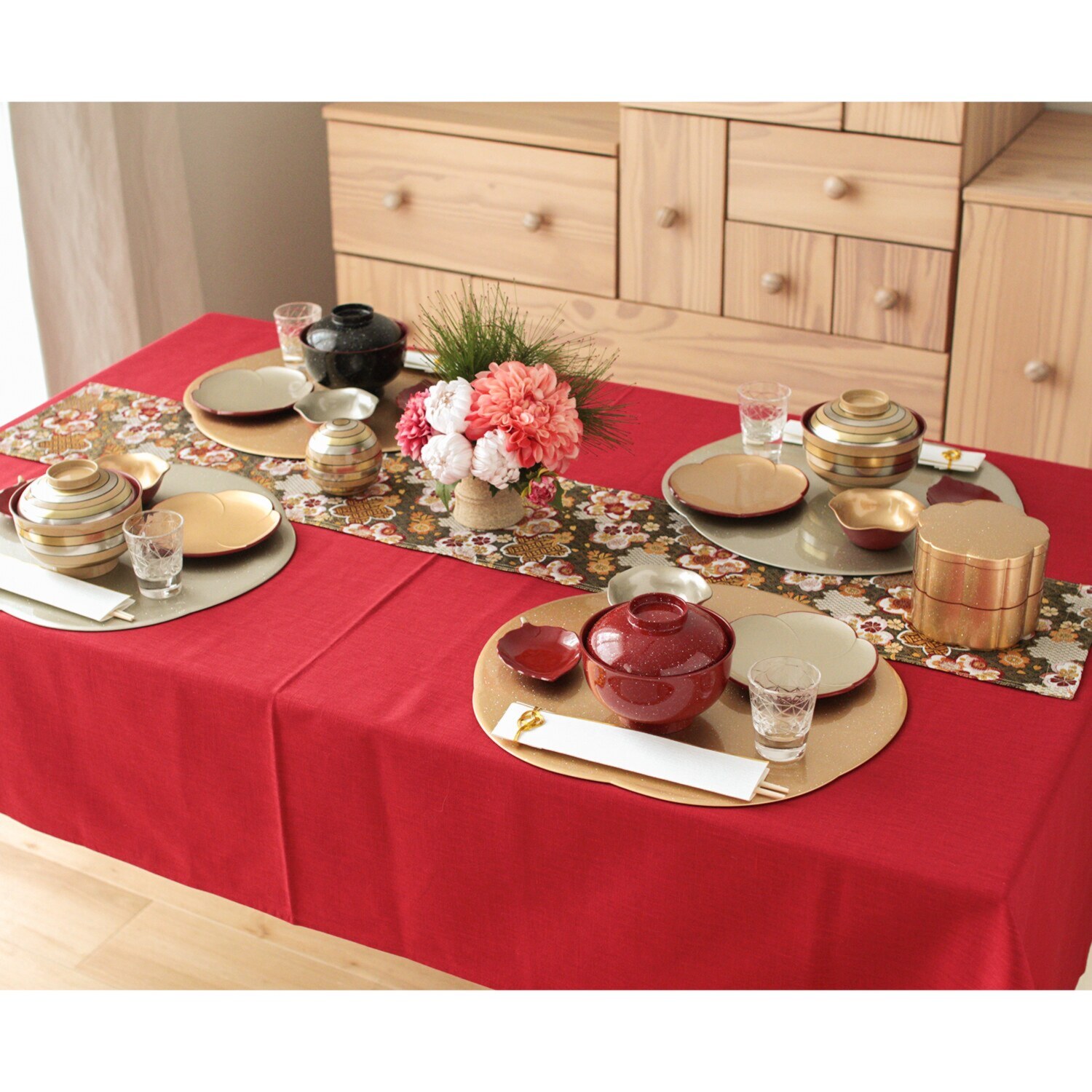 ジャガード織 桜重ね吉祥紋 テーブルセンター