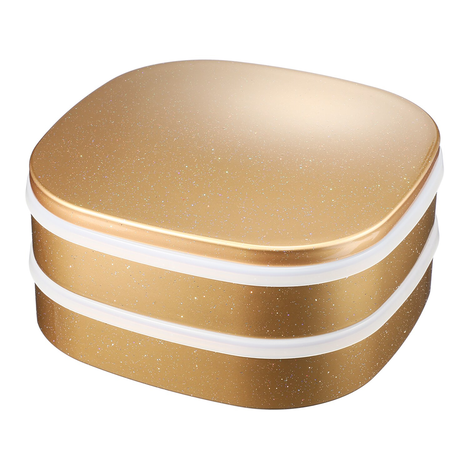 ジュエルキラメキ くつわ型二段重箱 仕切りボックス＆内蓋付き