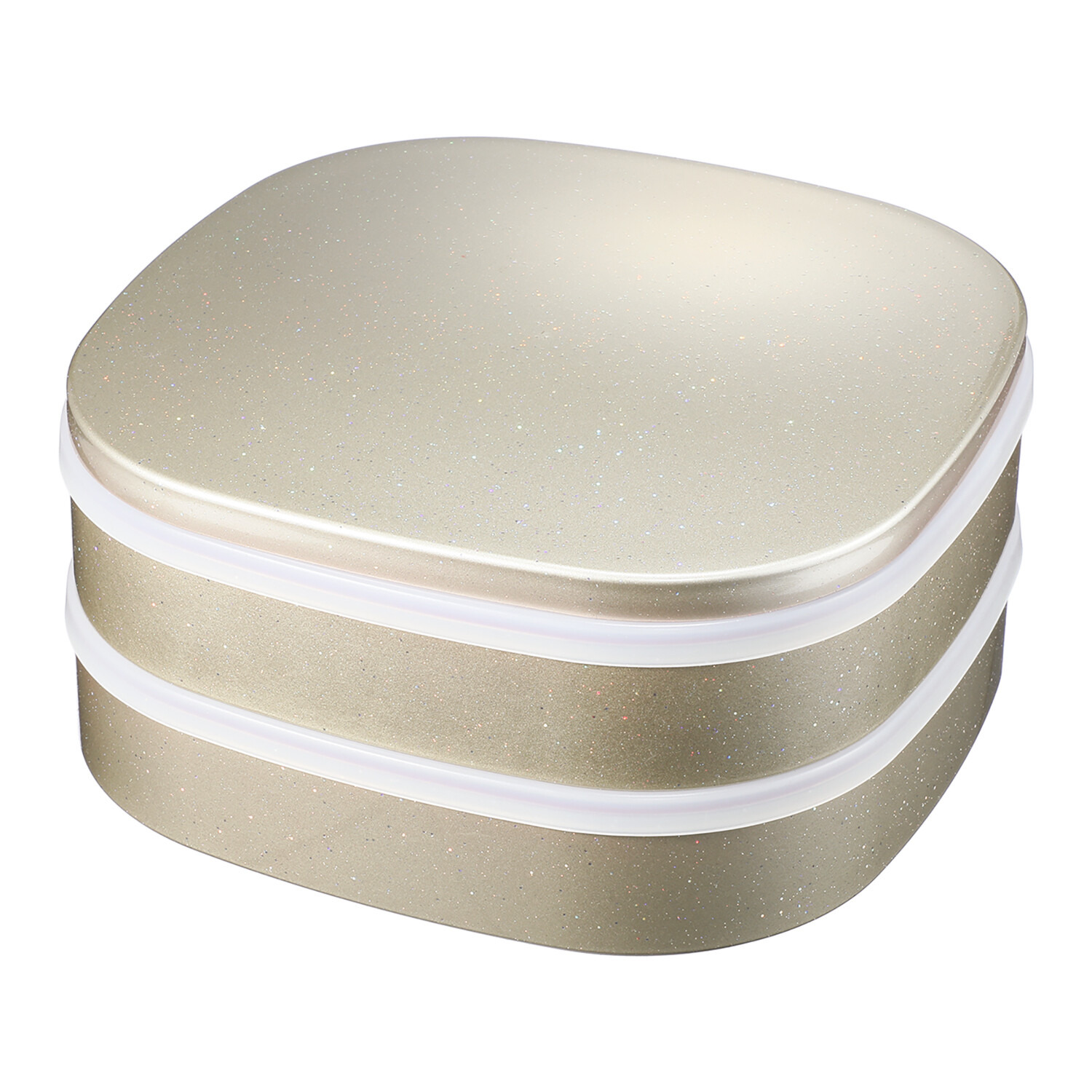 ジュエルキラメキ くつわ型二段重箱 仕切りボックス＆内蓋付き