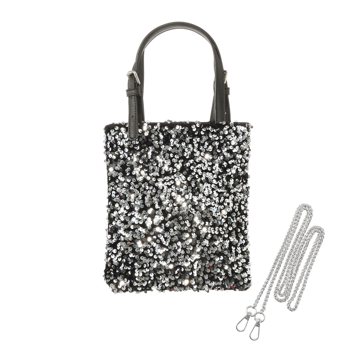 ラルジュ キラキラスパンコール チェーンストラップ付 ２ウェイトートバッグ