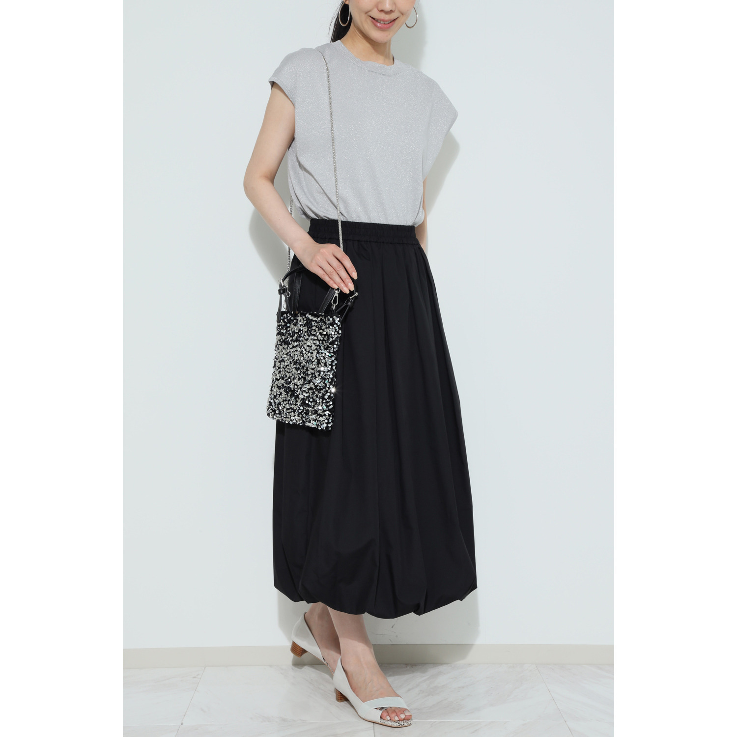 ラルジュ キラキラスパンコール チェーンストラップ付 ２ウェイトートバッグ