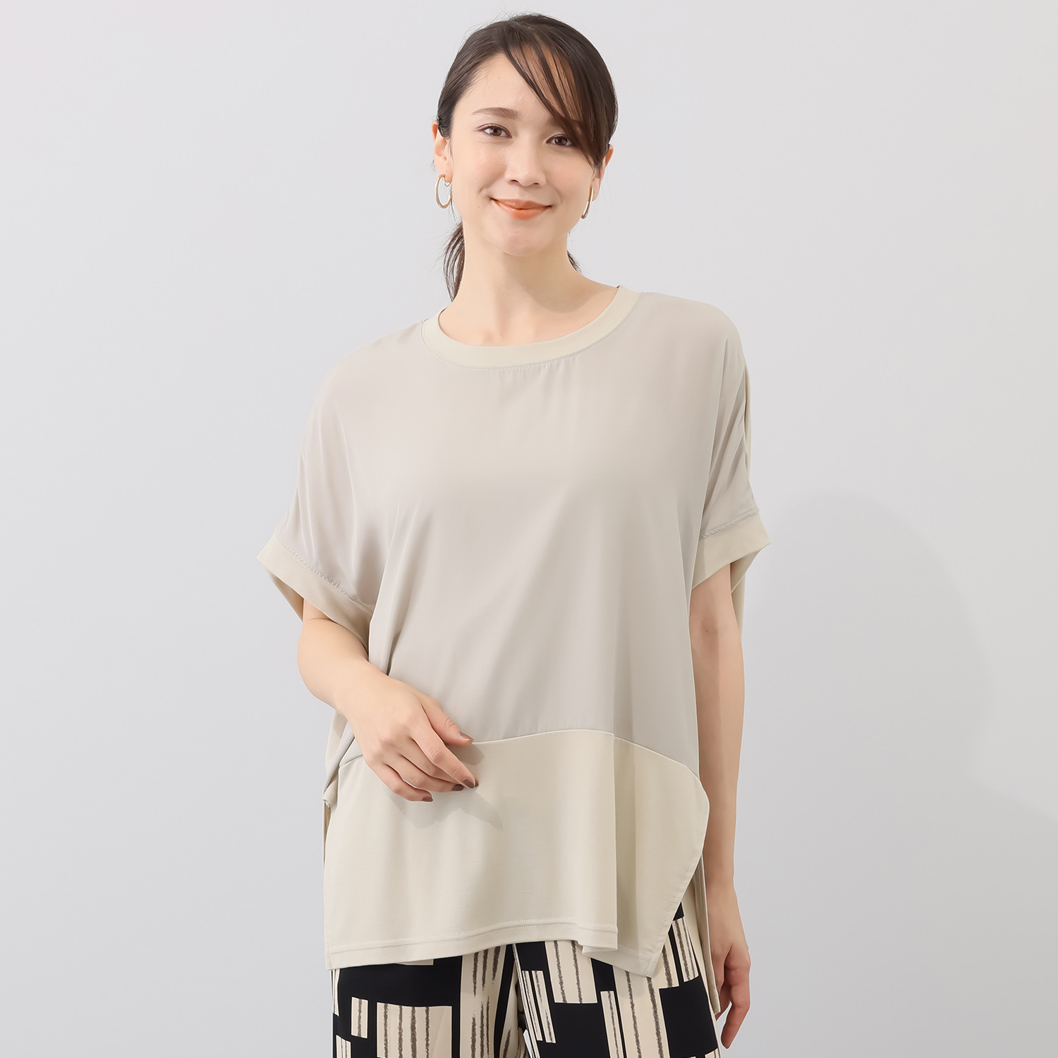 フーア 異素材ミックス カットソートップス