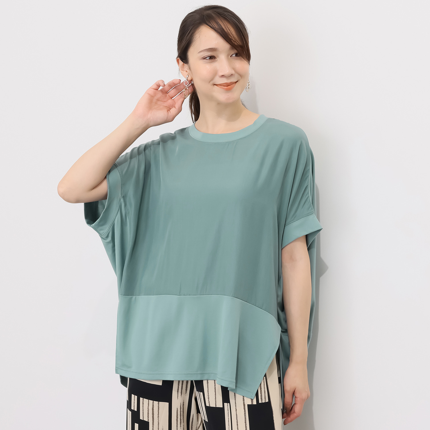 フーア 異素材ミックス カットソートップス