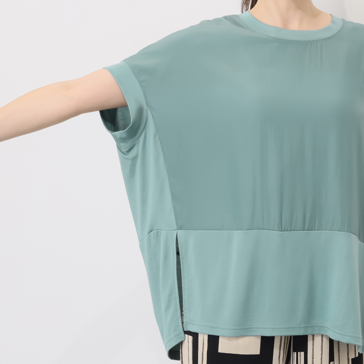 フーア 異素材ミックス カットソートップス