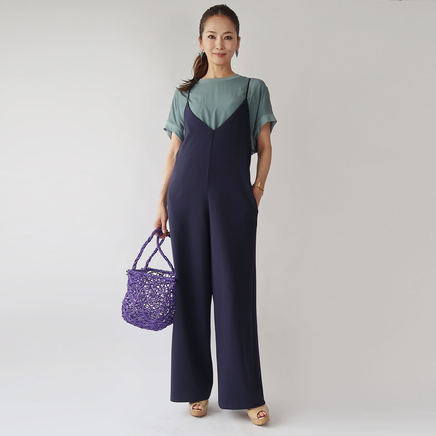 フーア 異素材ミックス カットソートップス