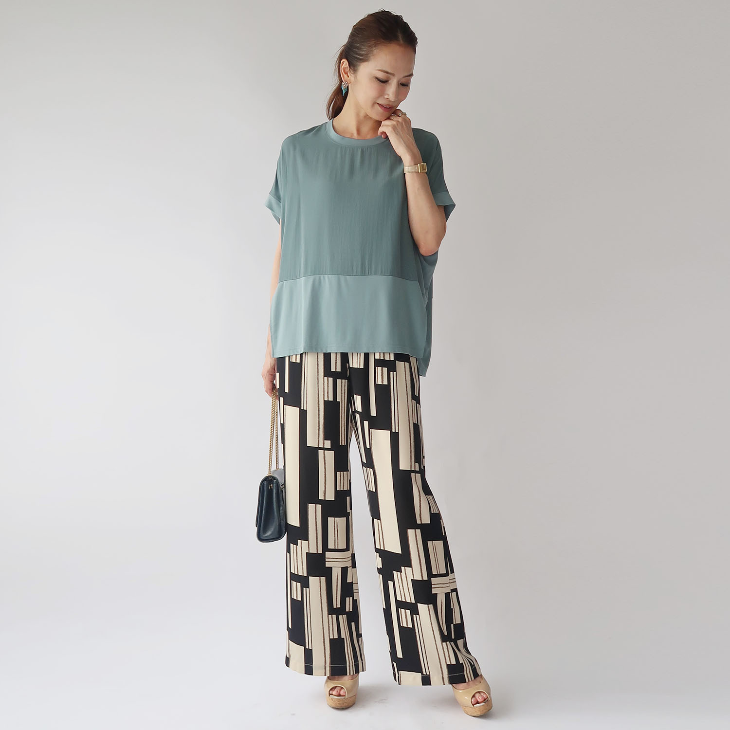 フーア ジオメトリック柄 プリント イージーパンツ