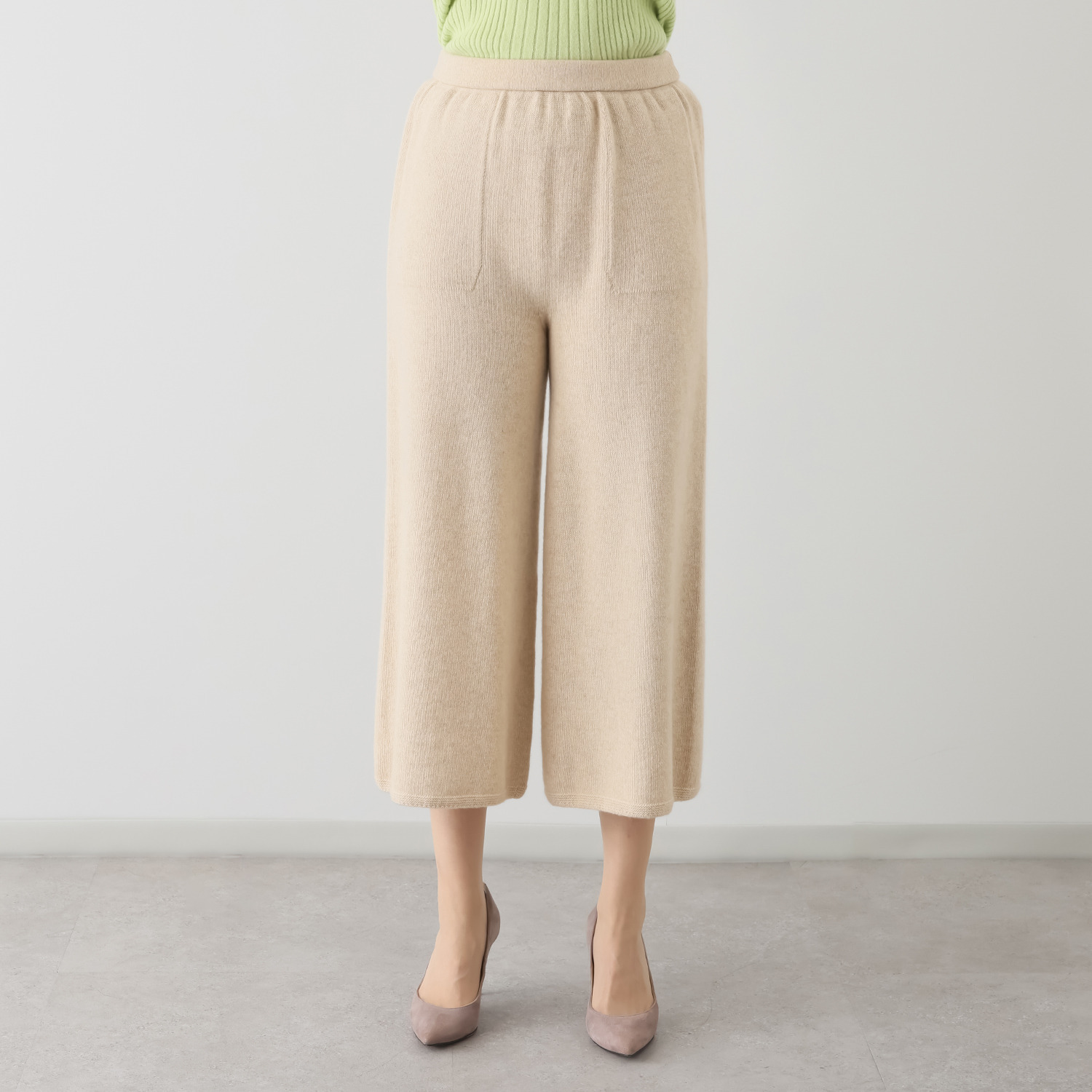 ルーエン　ローズ 日本製 内モンゴル産 カシミヤ１００％ ワイドパンツ