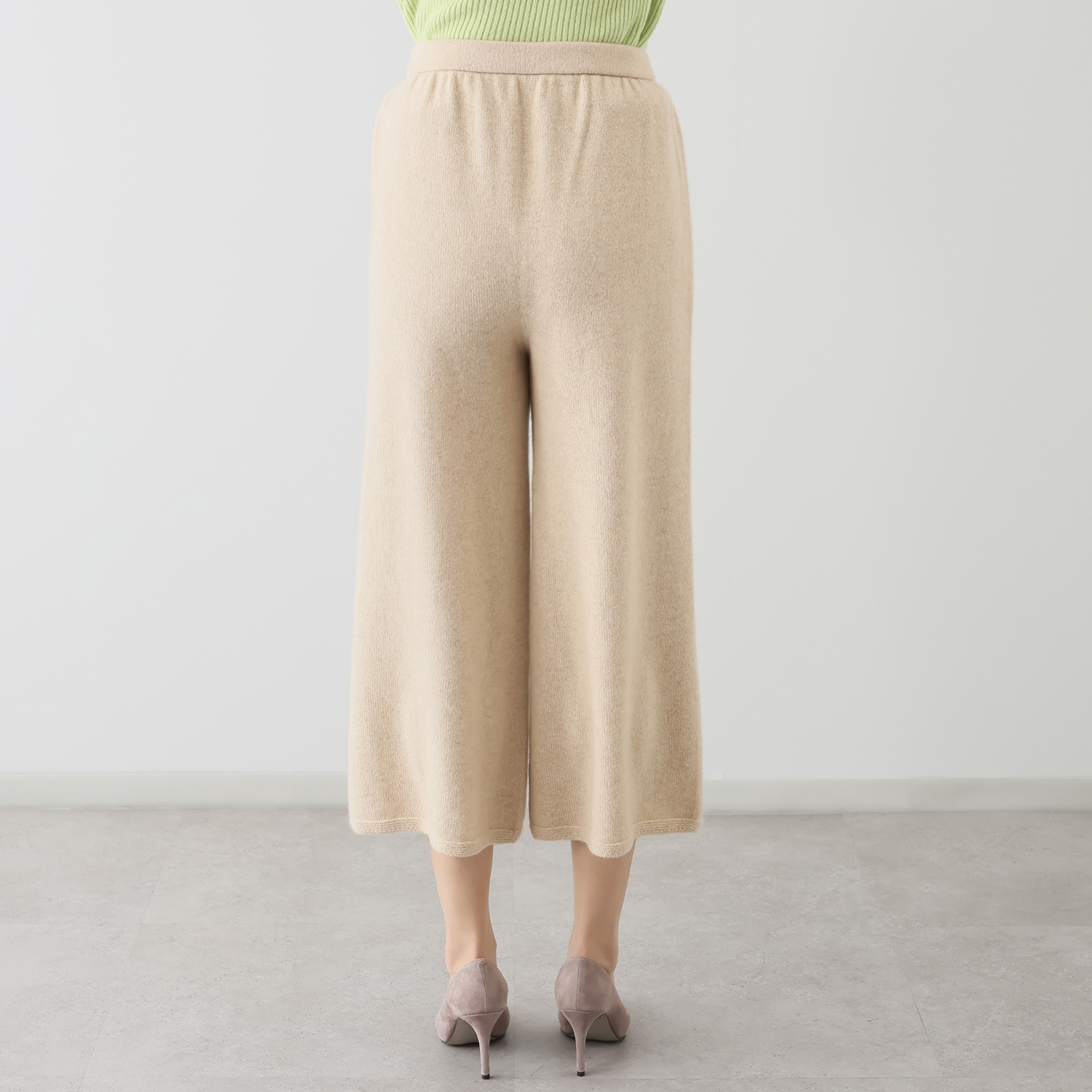 ルーエン　ローズ 日本製 内モンゴル産 カシミヤ１００％ ワイドパンツ