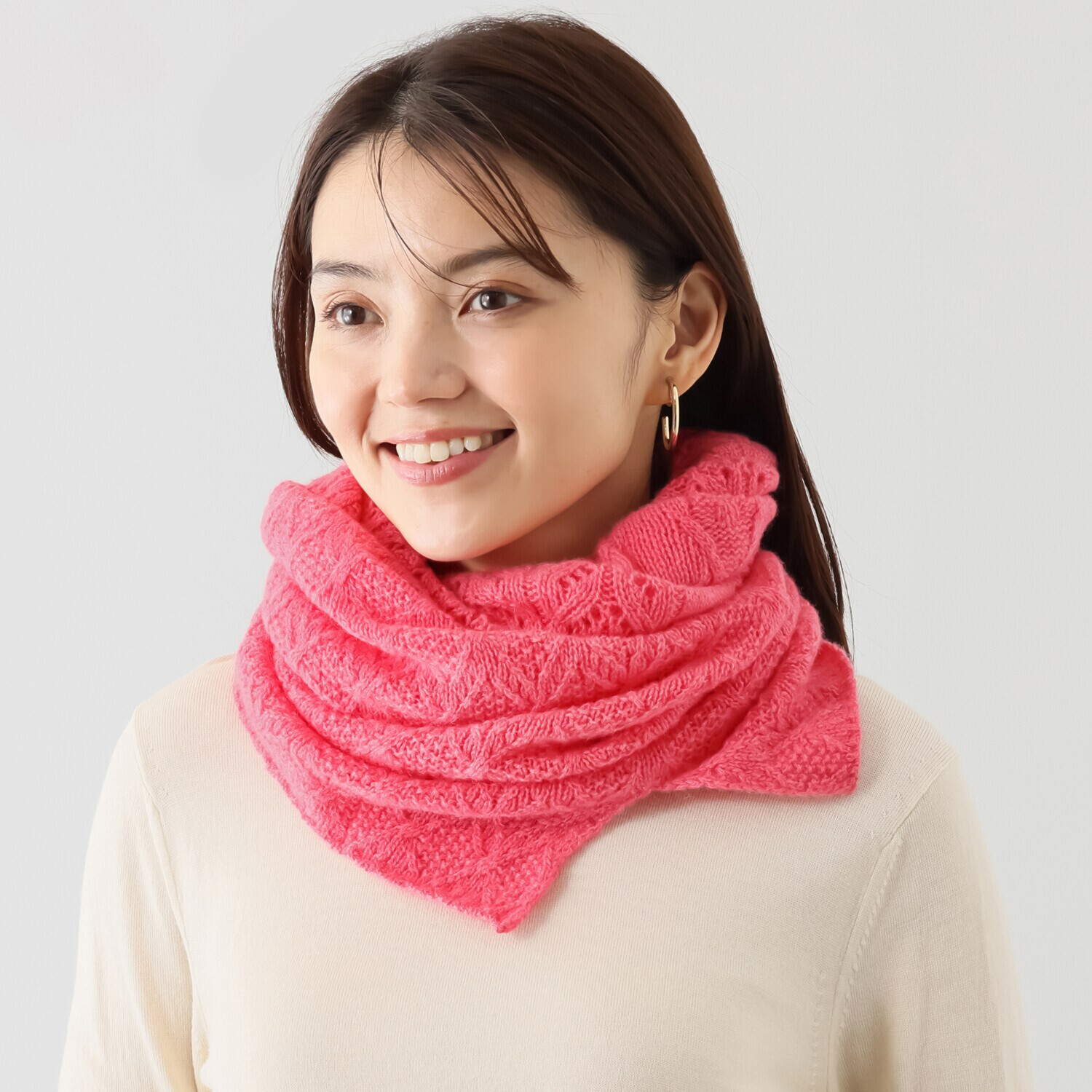 ルーエン　ローズ 日本製 内モンゴル産 カシミヤ１００％ マフラー付カーディガン