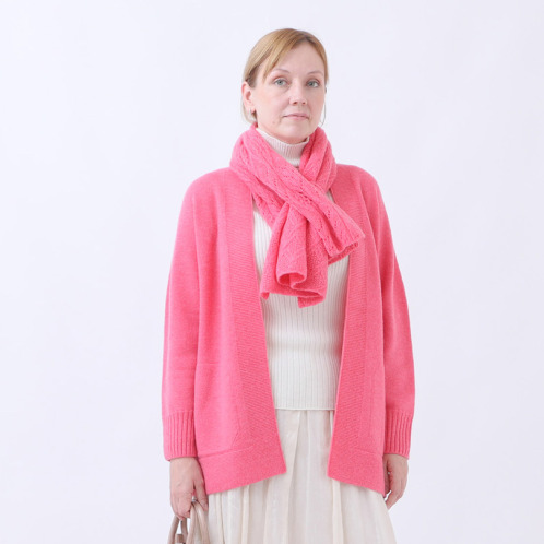 ルーエン　ローズ 日本製 内モンゴル産 カシミヤ１００％ マフラー付カーディガン