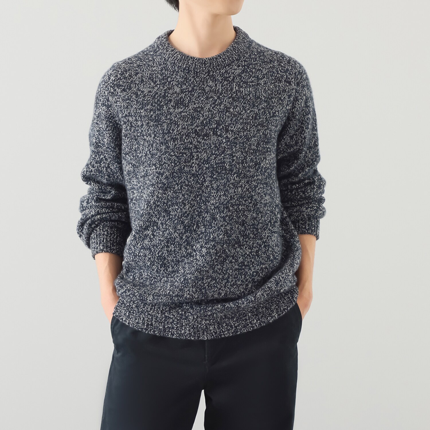 ルーエン　ローズ 日本製　内モンゴル産 カシミヤ１００％ トリコ杢プルオーバー ＜メンズ＞