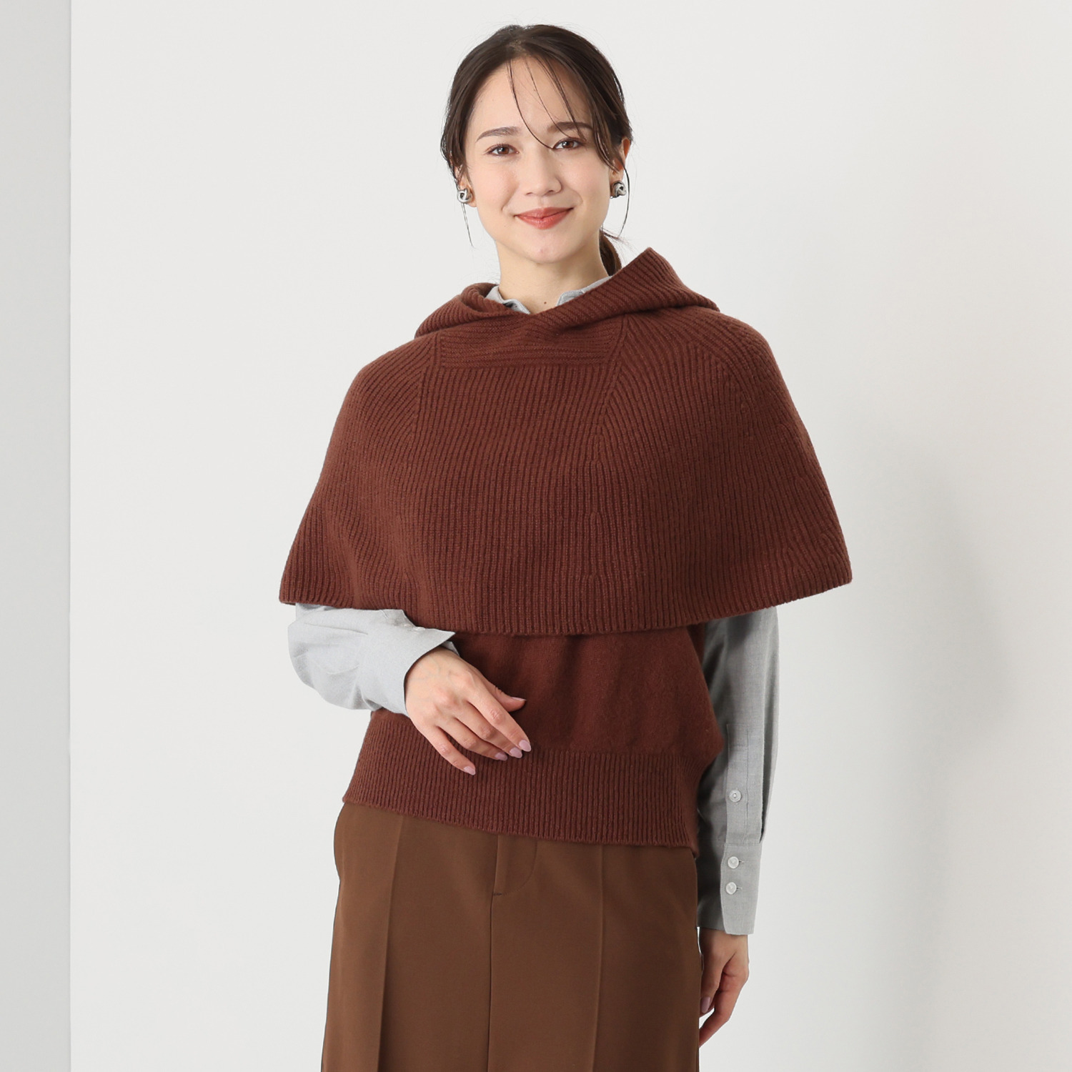 サ・アンノ 日本製 ラムウール・カシミヤ フード付スヌード