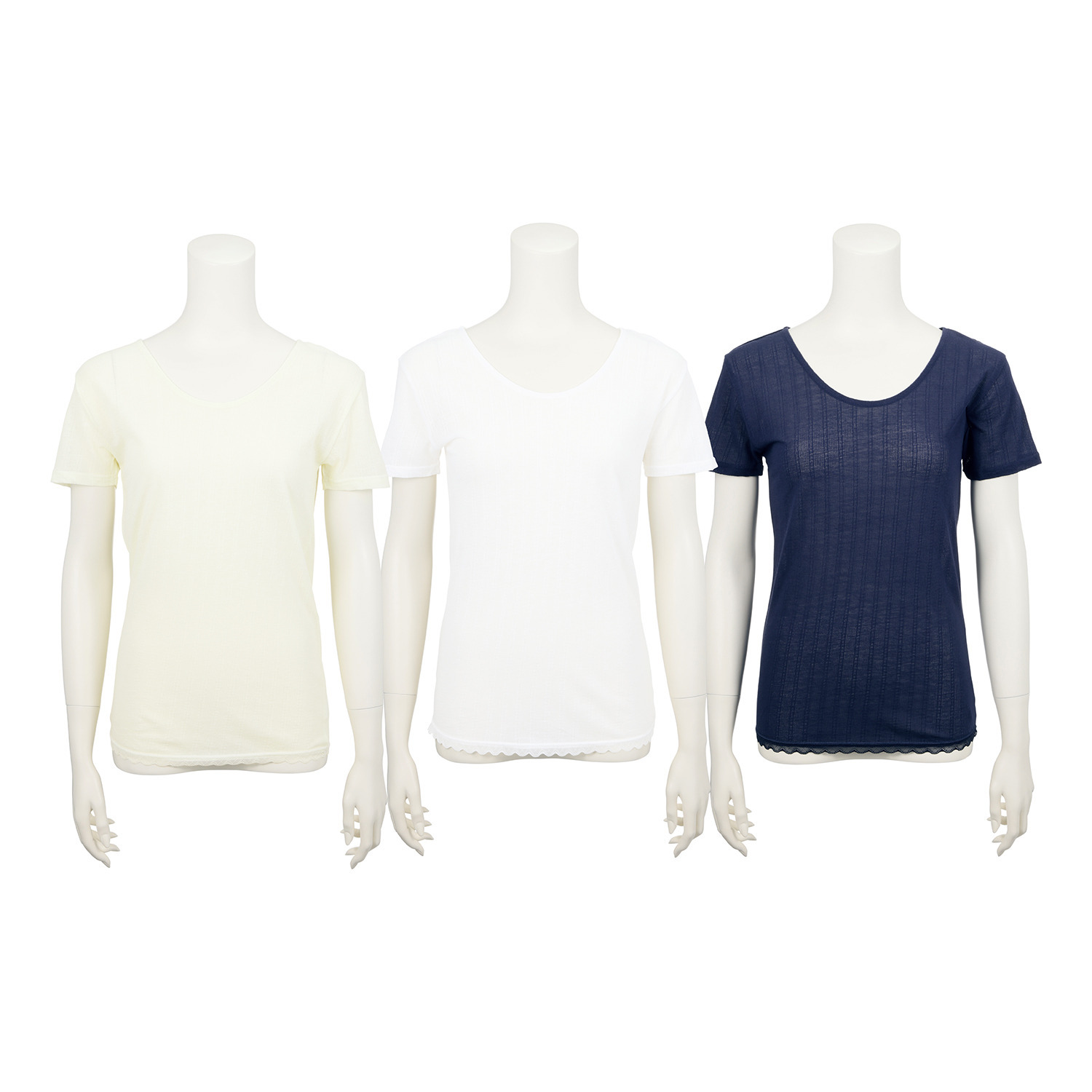 ジュエル 抗菌防臭・綿１００％ エアリーなメッシュ フレンチスリーブインナー ３枚セット