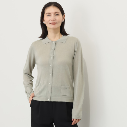 センスローブ 襟付き ラメニットカーディガン センスローブ 襟付き ラメニットカーディガン