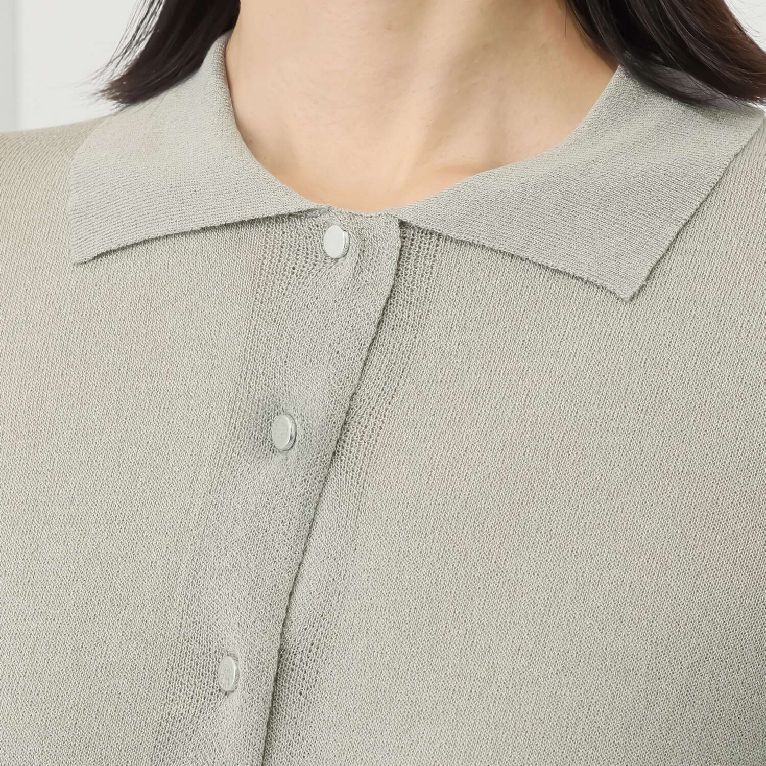 センスローブ 襟付き ラメニットカーディガン