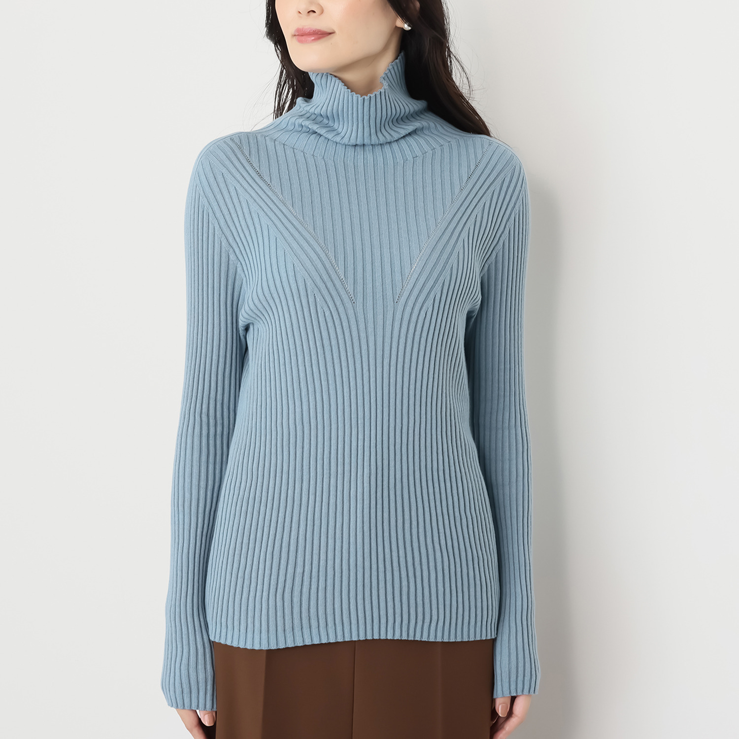 サ・アンノ 日本製 コットンシルク ホールガーメント タートルネック プルオーバー