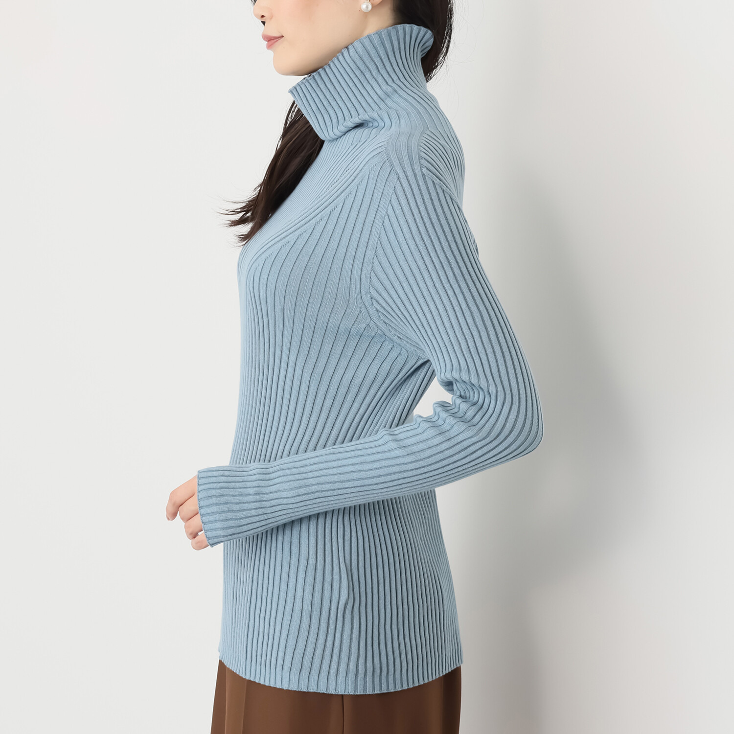 サ・アンノ 日本製 コットンシルク ホールガーメント タートルネック プルオーバー