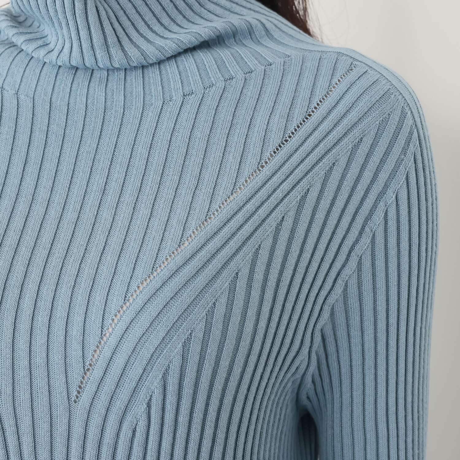 サ・アンノ 日本製 コットンシルク ホールガーメント タートルネック プルオーバー