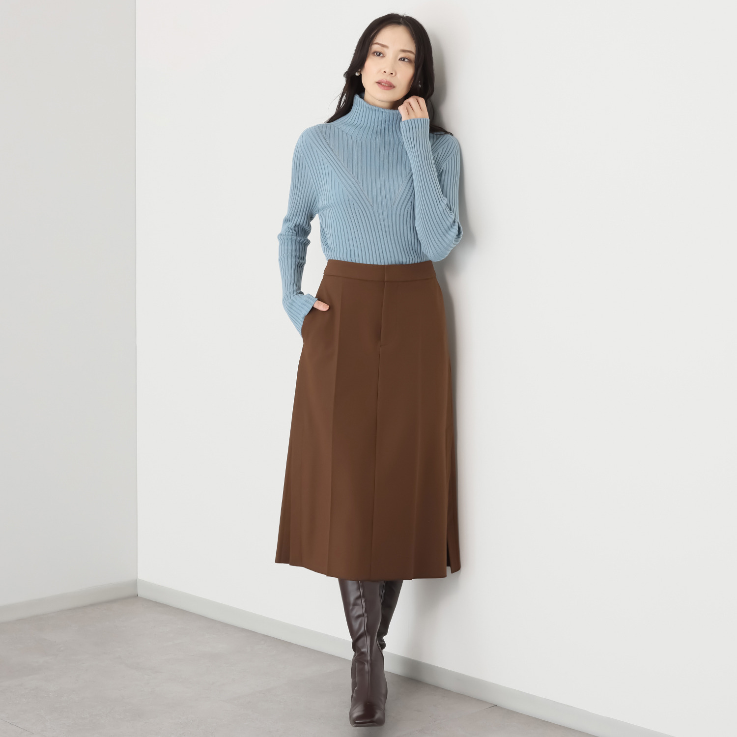 サ・アンノ 日本製 コットンシルク ホールガーメント タートルネック プルオーバー