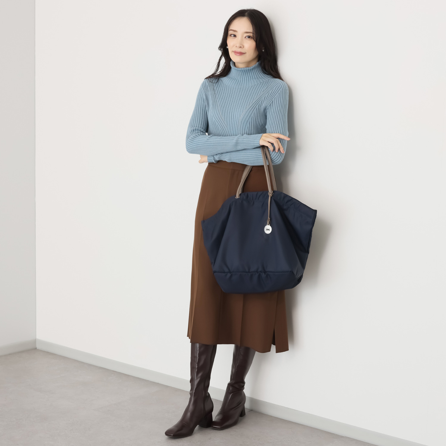 サ・アンノ 日本製 コットンシルク ホールガーメント タートルネック プルオーバー