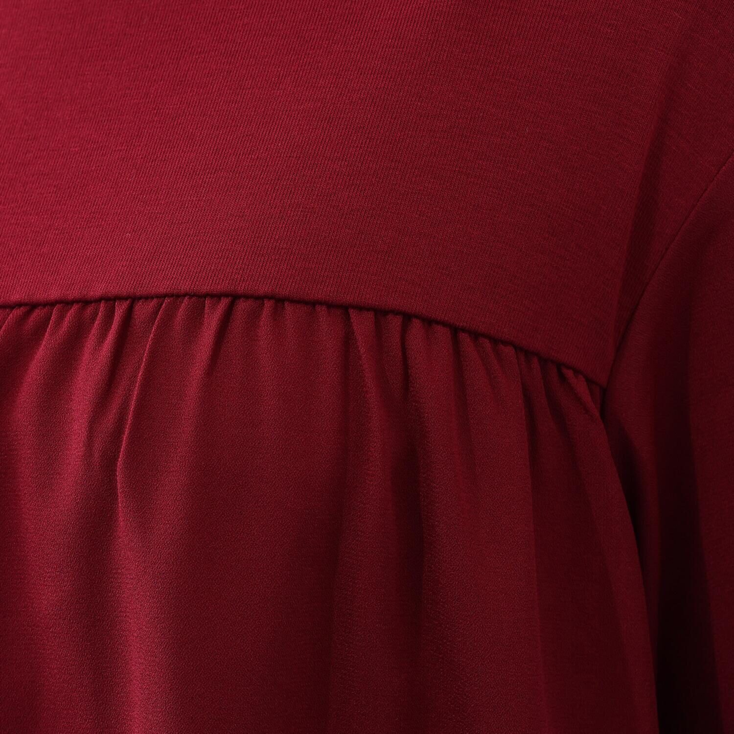 シルバーミントシュガー カットソーとジョーゼット ２素材使いゆったり五分袖 後ろティアードの風抜ける チュニックブラウス