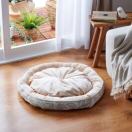 イケヒコ 上品な光沢感と柔らかな シュニールジャガード織 ペットベッド ＜ラウンド型　６５ｃｍ＞