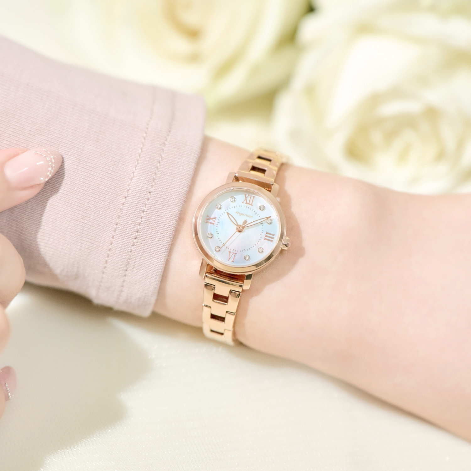 エンジェルハート サクラタイム ＣＺ ラウンドフェイス ソーラーウォッチ ＜ローズゴールドカラー＞