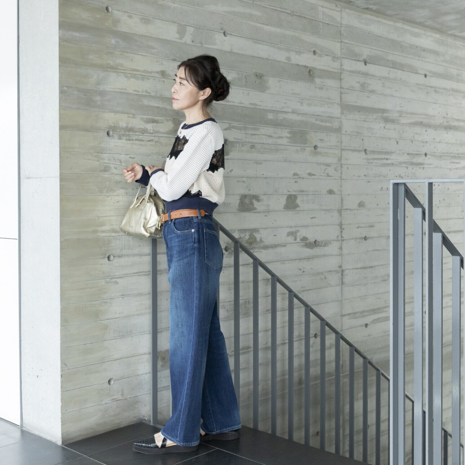 シュガーデプト 綿１００％ ソフトデニム ストレートパンツ