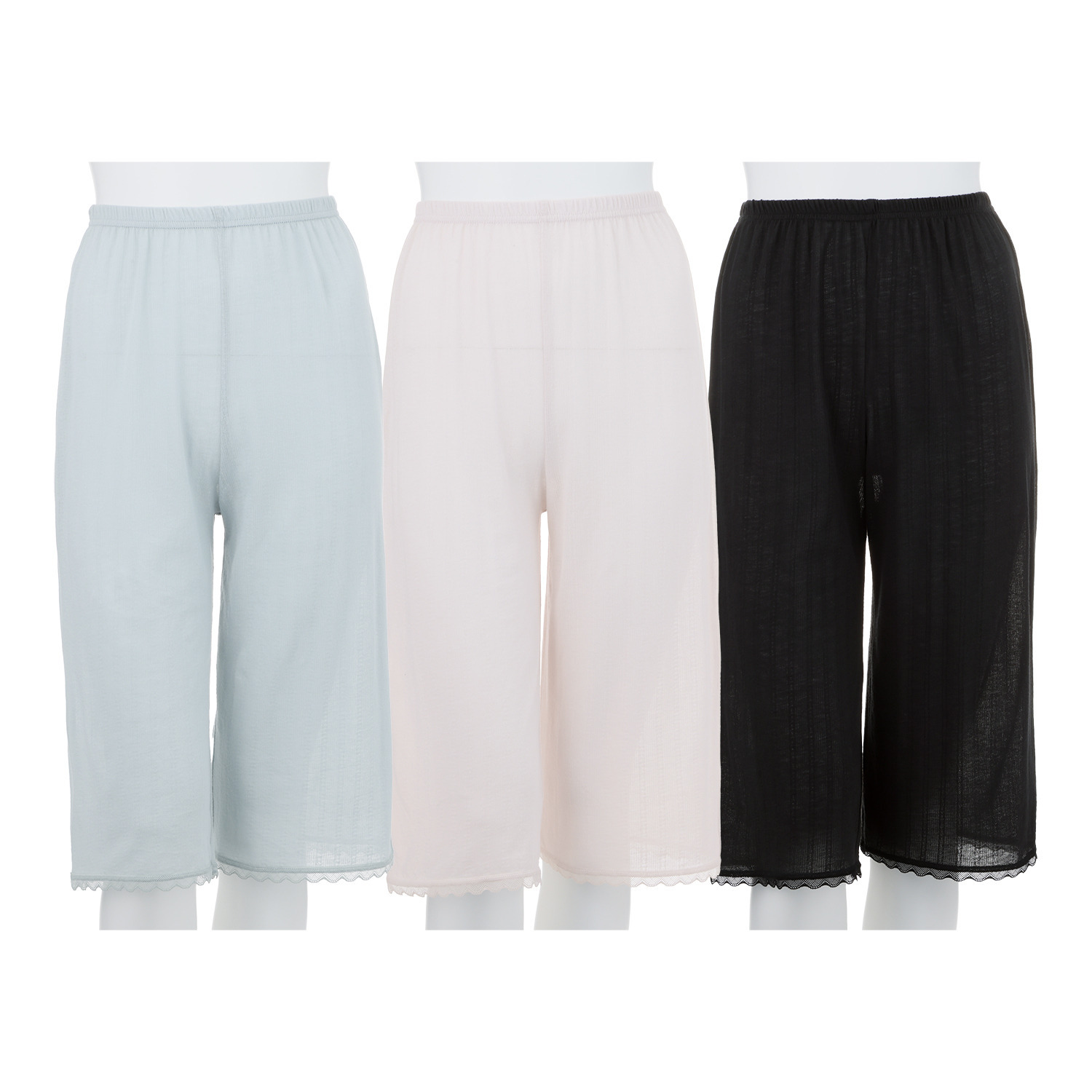 ジュエル 抗菌防臭・綿１００％ エアリーなメッシュ ロングペチパンツ ３枚セット