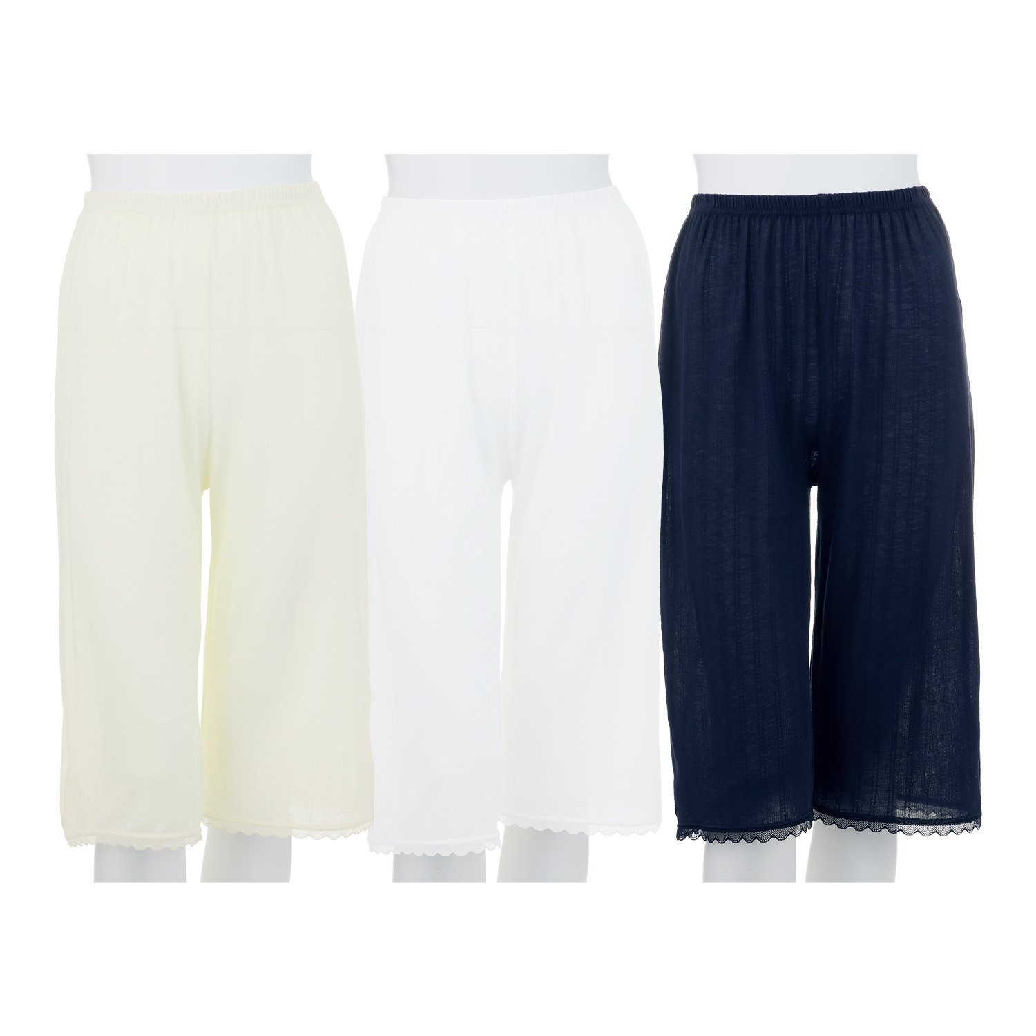 ジュエル 抗菌防臭・綿１００％ エアリーなメッシュ ロングペチパンツ ３枚セット