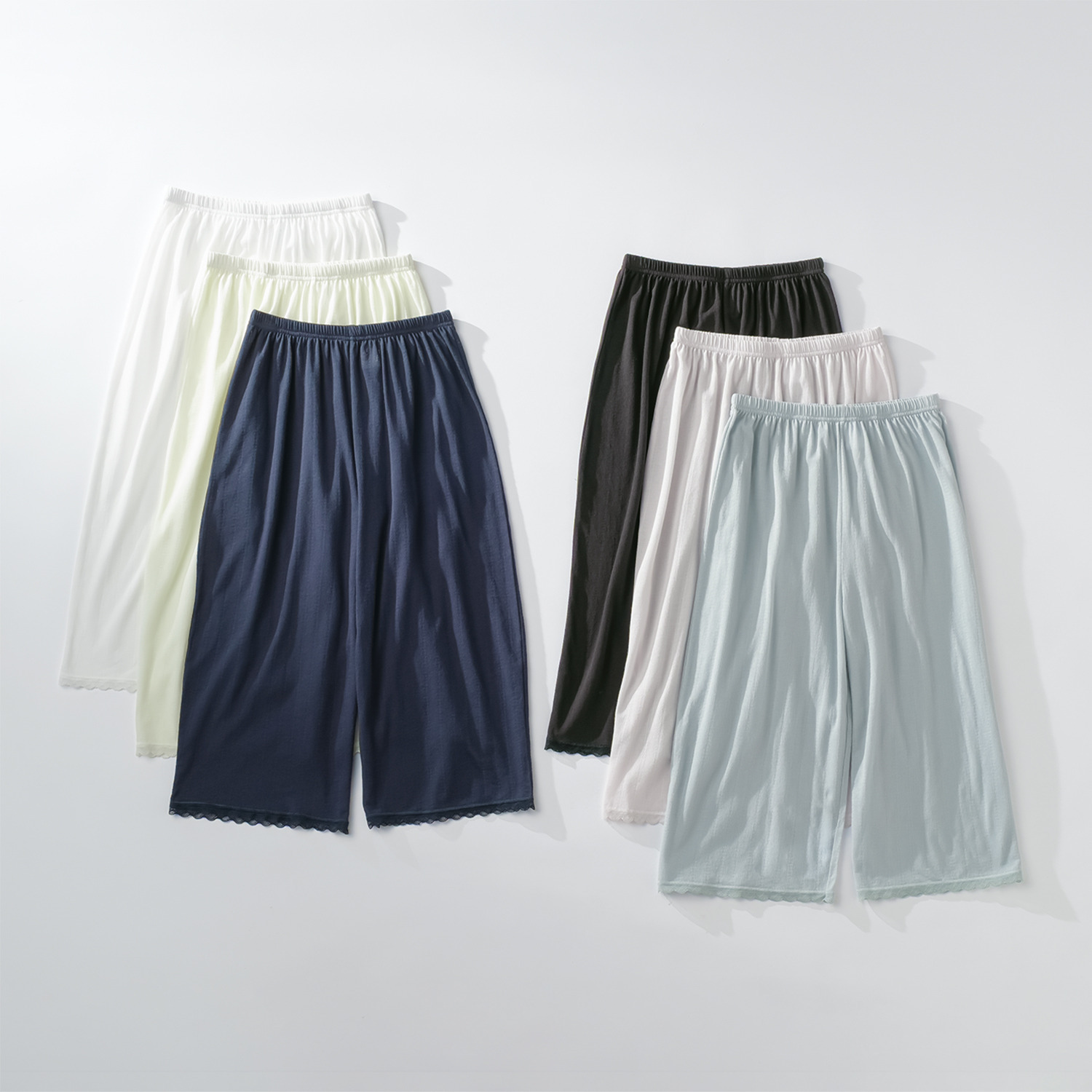 ジュエル 抗菌防臭・綿１００％ エアリーなメッシュ ロングペチパンツ ３枚セット