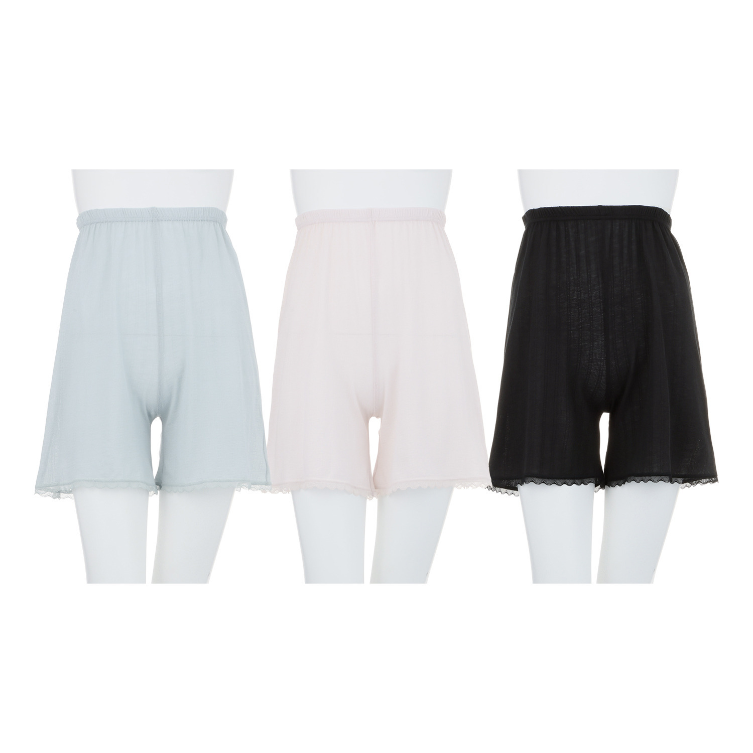 ジュエル 抗菌防臭・綿１００％ エアリーなメッシュ ショートペチパンツ ３枚セット