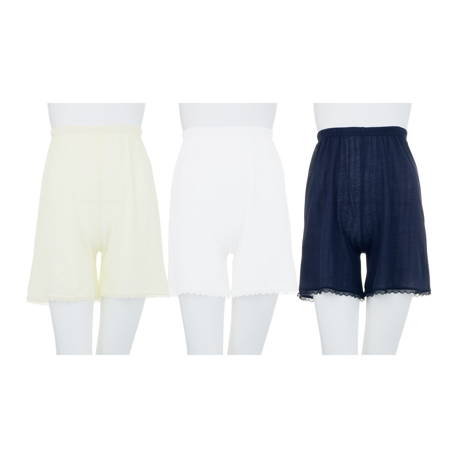 ジュエル 抗菌防臭・綿１００％ エアリーなメッシュ ショートペチパンツ ３枚セット