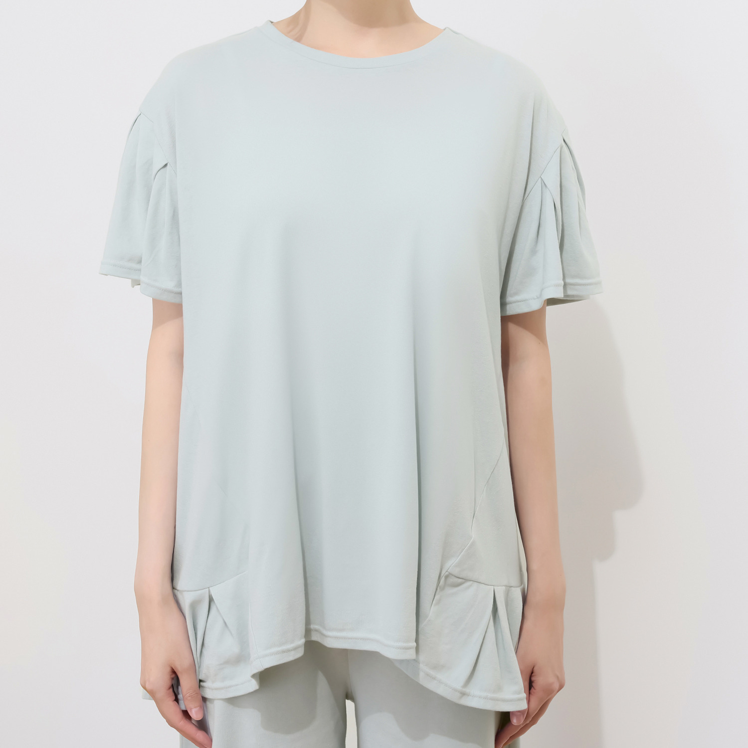 ジュエル 抗菌防臭・綿１００％ フレアプルオーバー＆ 八分丈ボトム ルームウェア上下セット