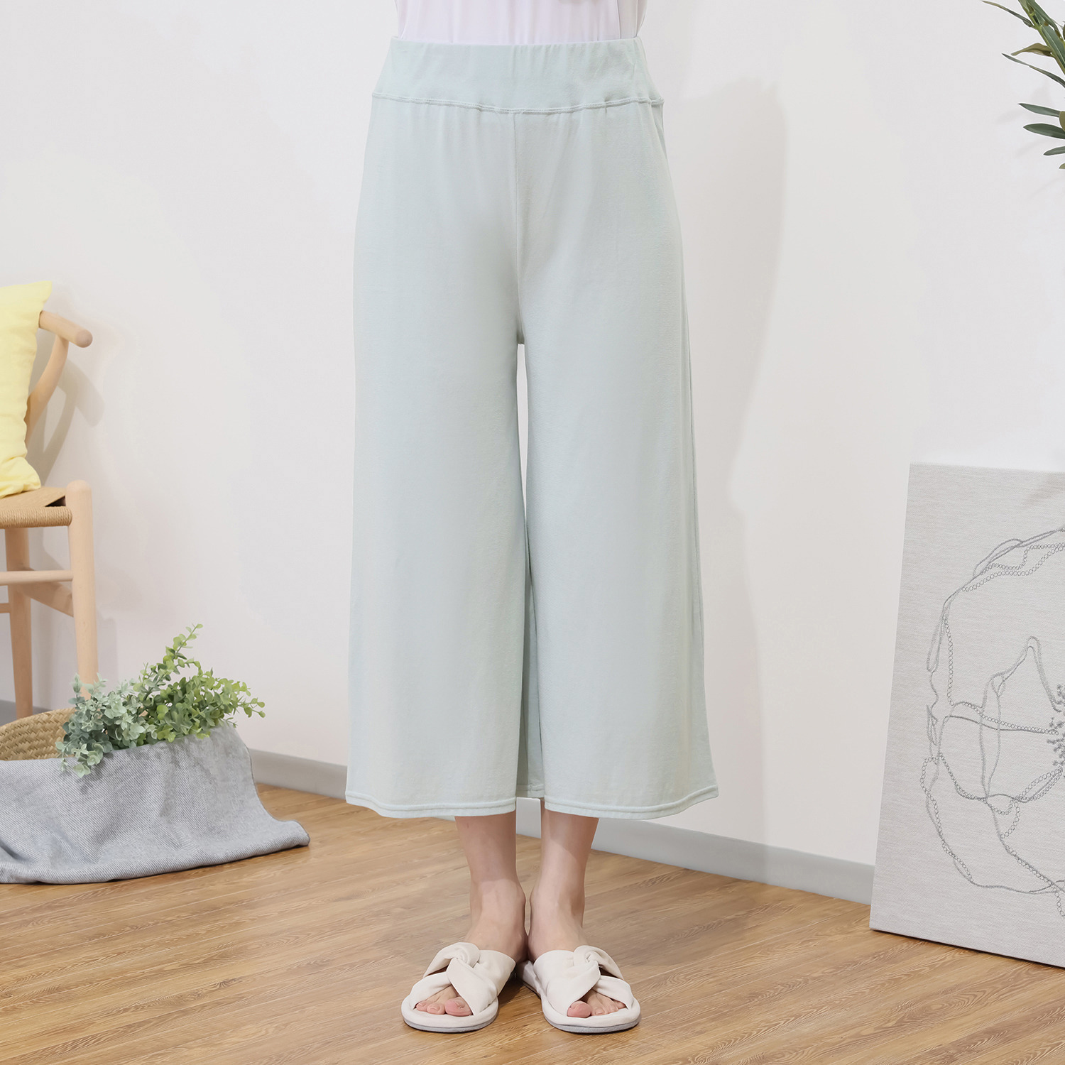 ジュエル 抗菌防臭・綿１００％ フレアプルオーバー＆ 八分丈ボトム ルームウェア上下セット