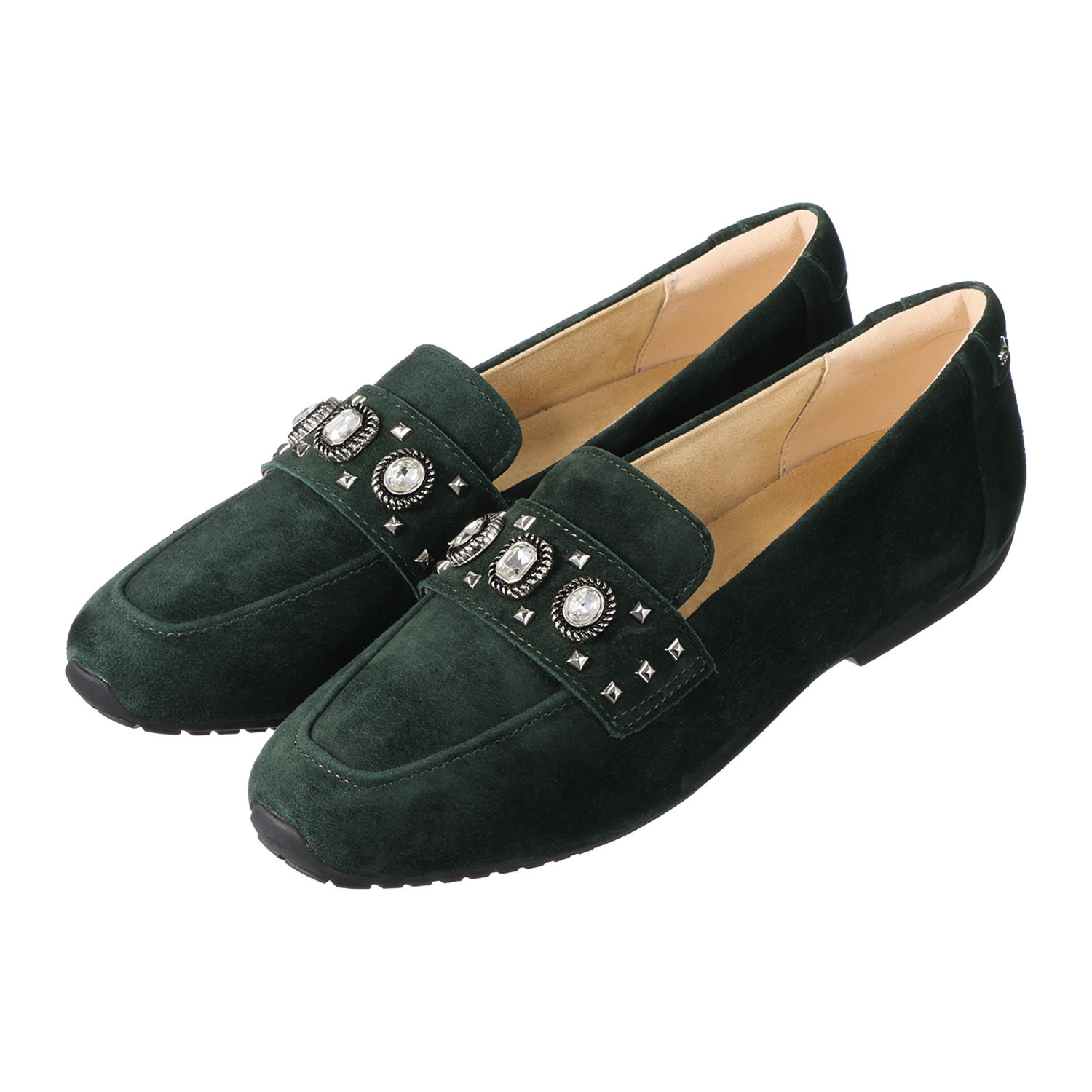 フィオリノ はっ水山羊革 ジュエルスタッズ ローファー