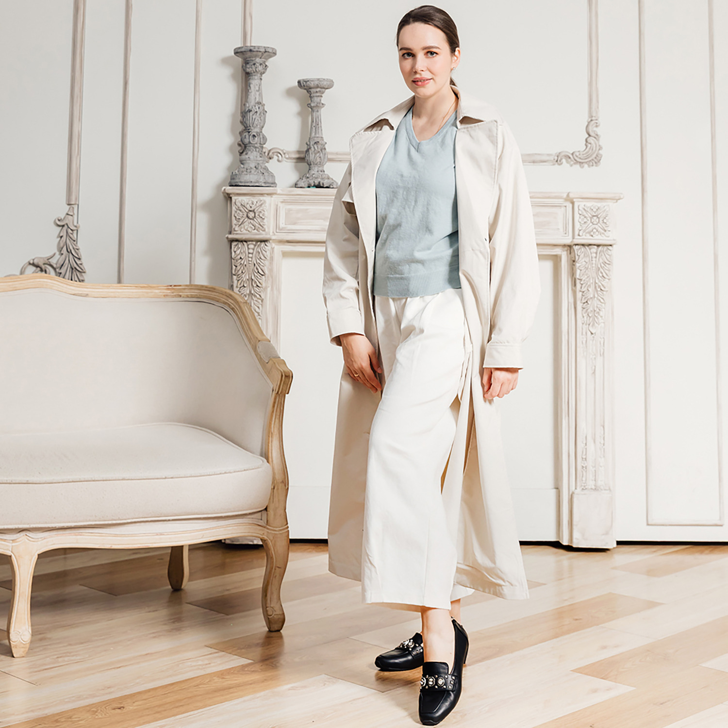 フィオリノ はっ水山羊革 ジュエルスタッズ ローファー