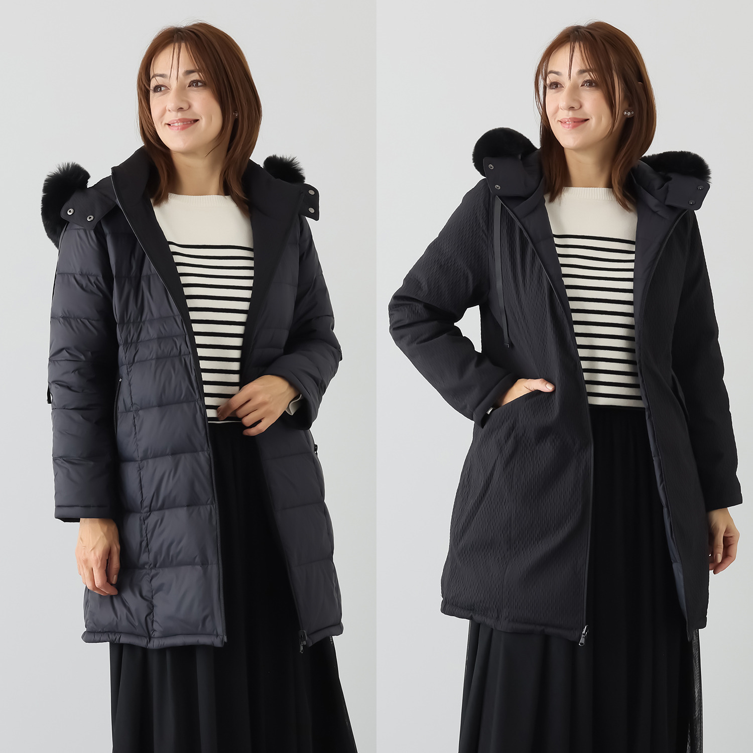 メルヴェイユ　ヴァント エコファー付 はっ水　軽量 リバーシブル ダウンコート