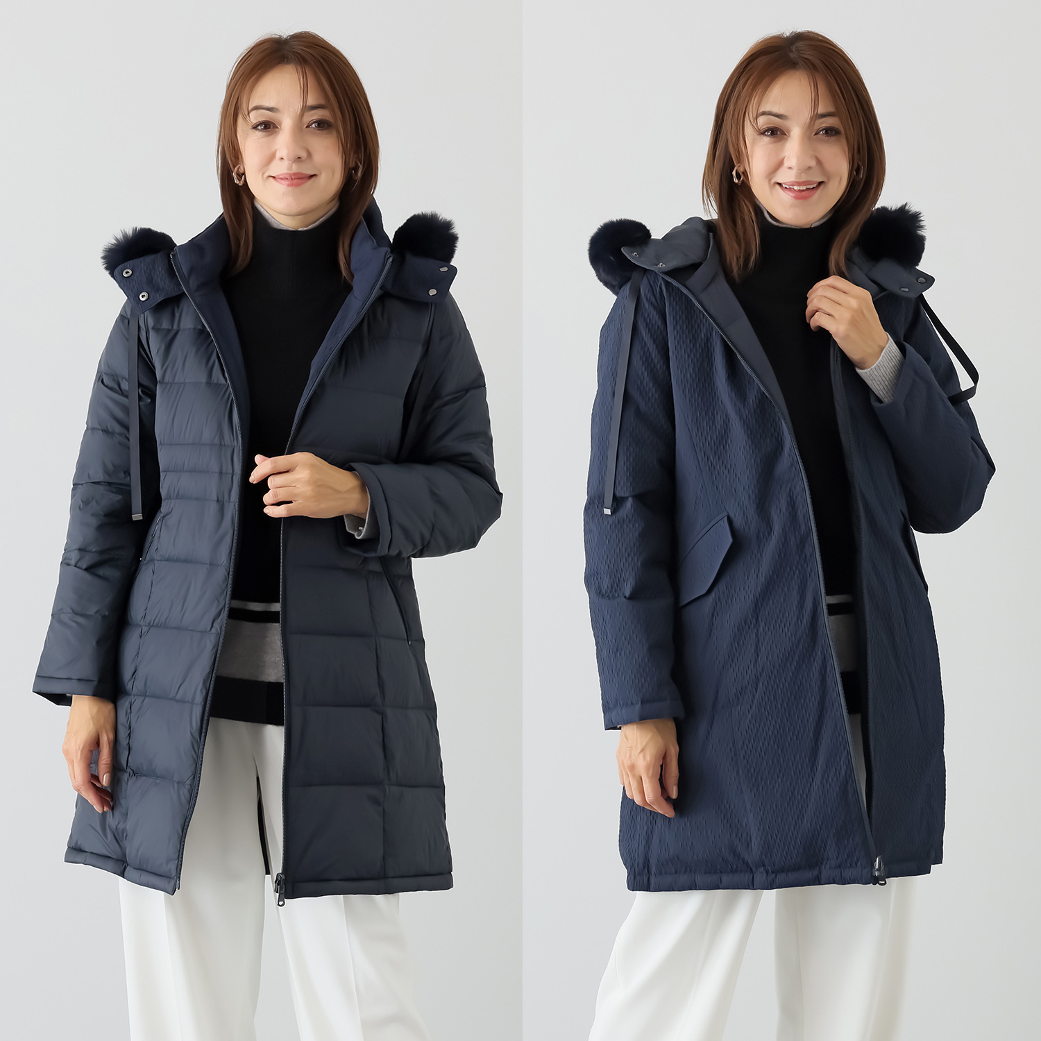 メルヴェイユ　ヴァント エコファー付 はっ水　軽量 リバーシブル ダウンコート