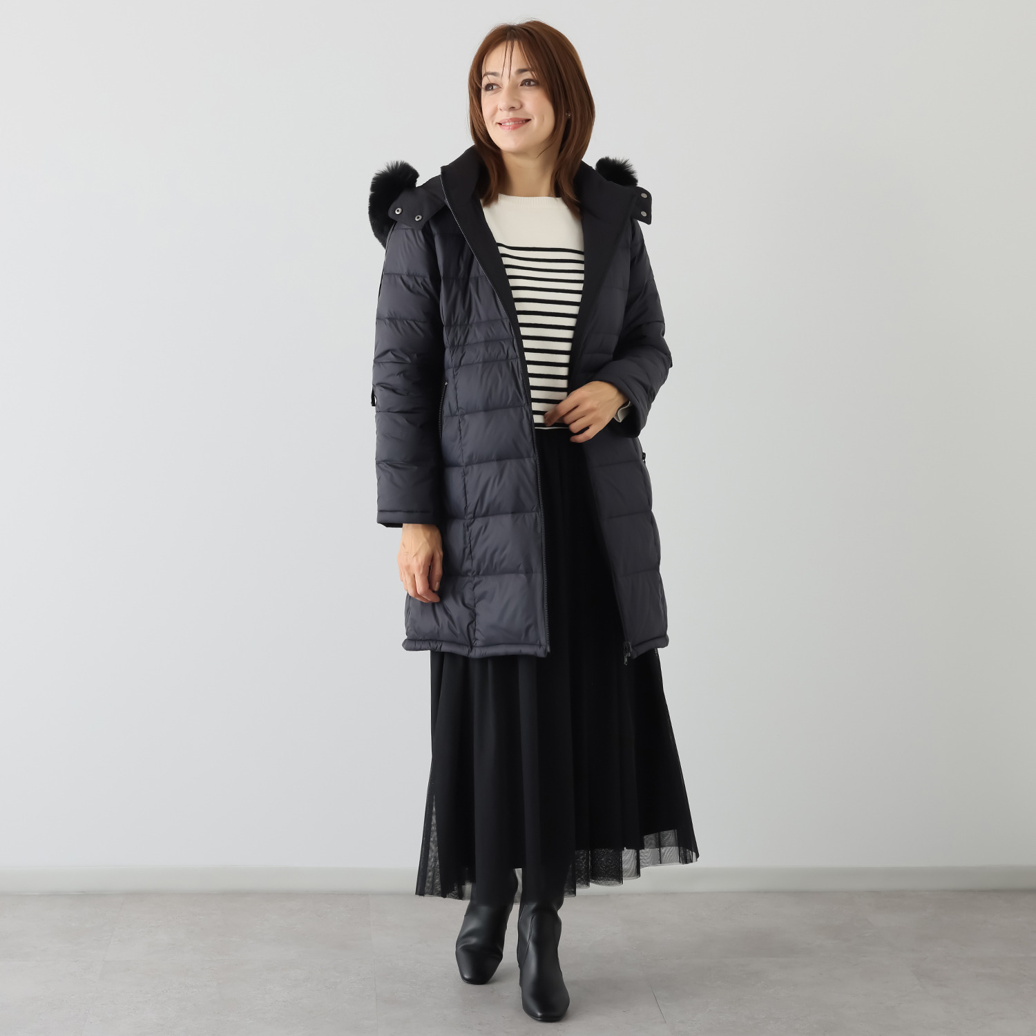 メルヴェイユ　ヴァント エコファー付 はっ水　軽量 リバーシブル ダウンコート