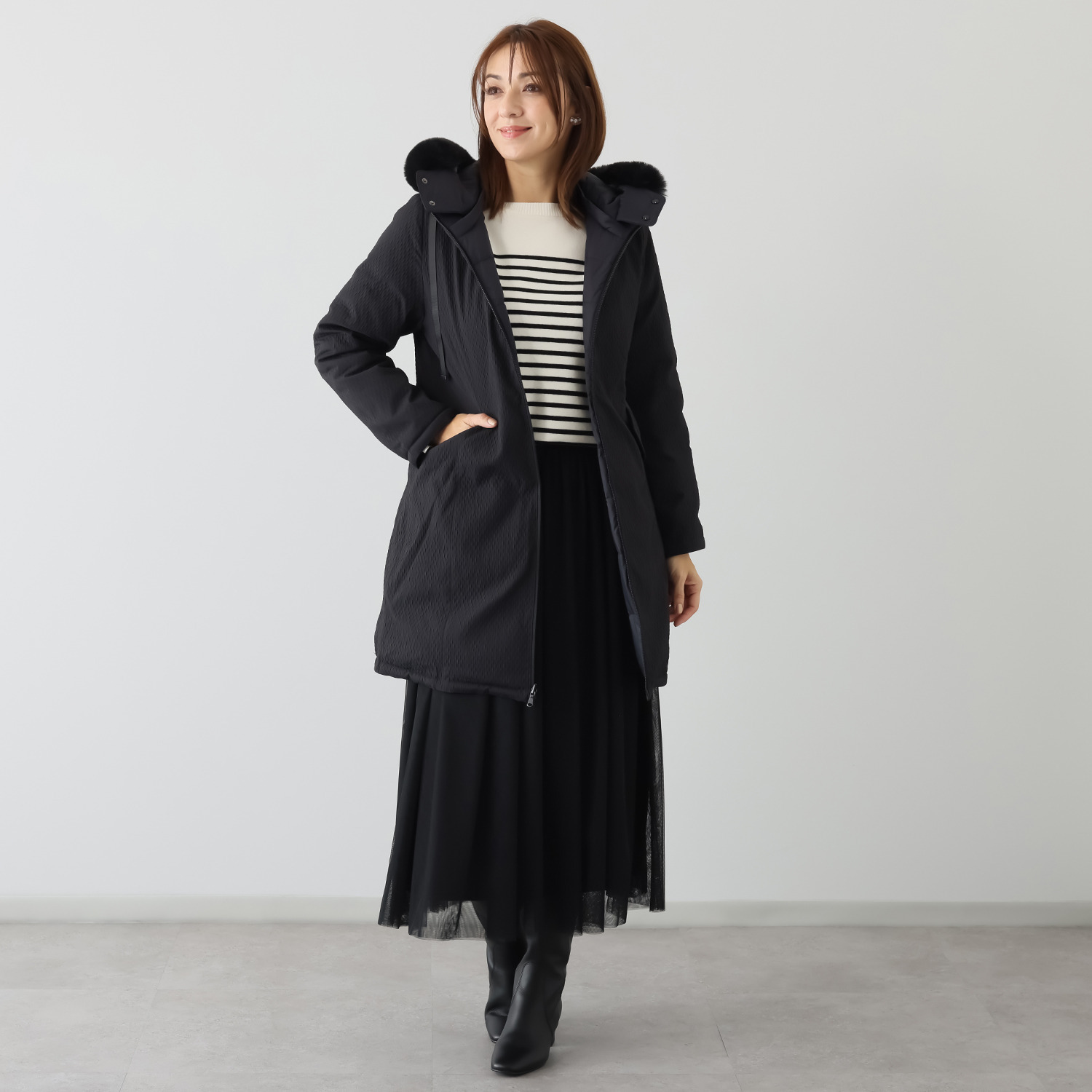 メルヴェイユ　ヴァント エコファー付 はっ水　軽量 リバーシブル ダウンコート