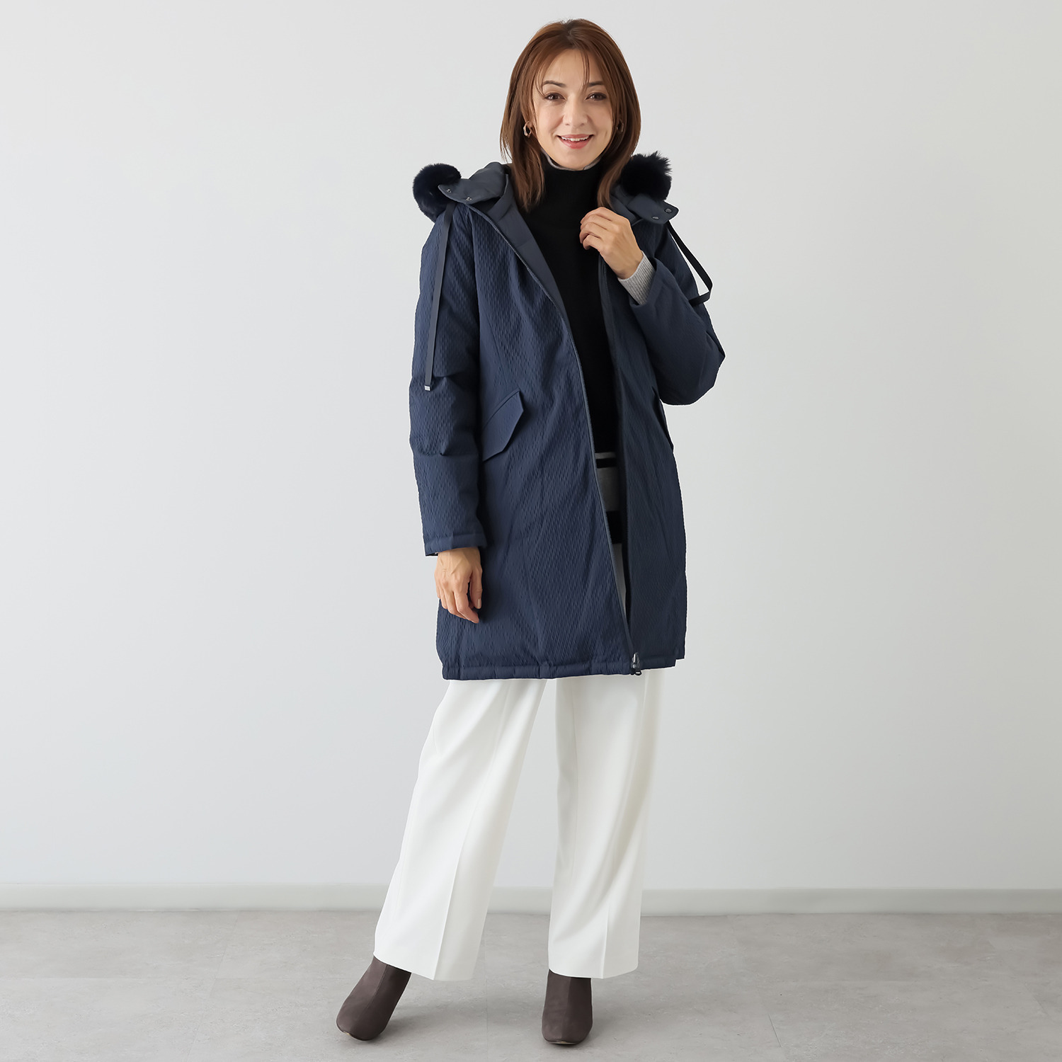 メルヴェイユ　ヴァント エコファー付 はっ水　軽量 リバーシブル ダウンコート