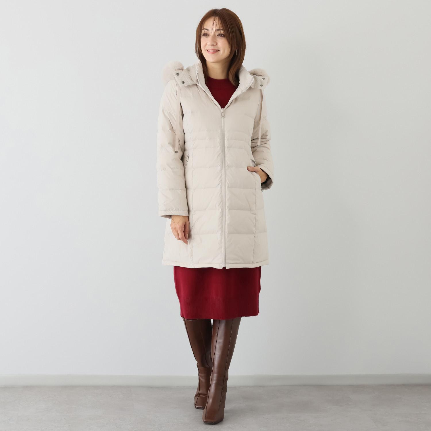 メルヴェイユ　ヴァント エコファー付 はっ水　軽量 リバーシブル ダウンコート