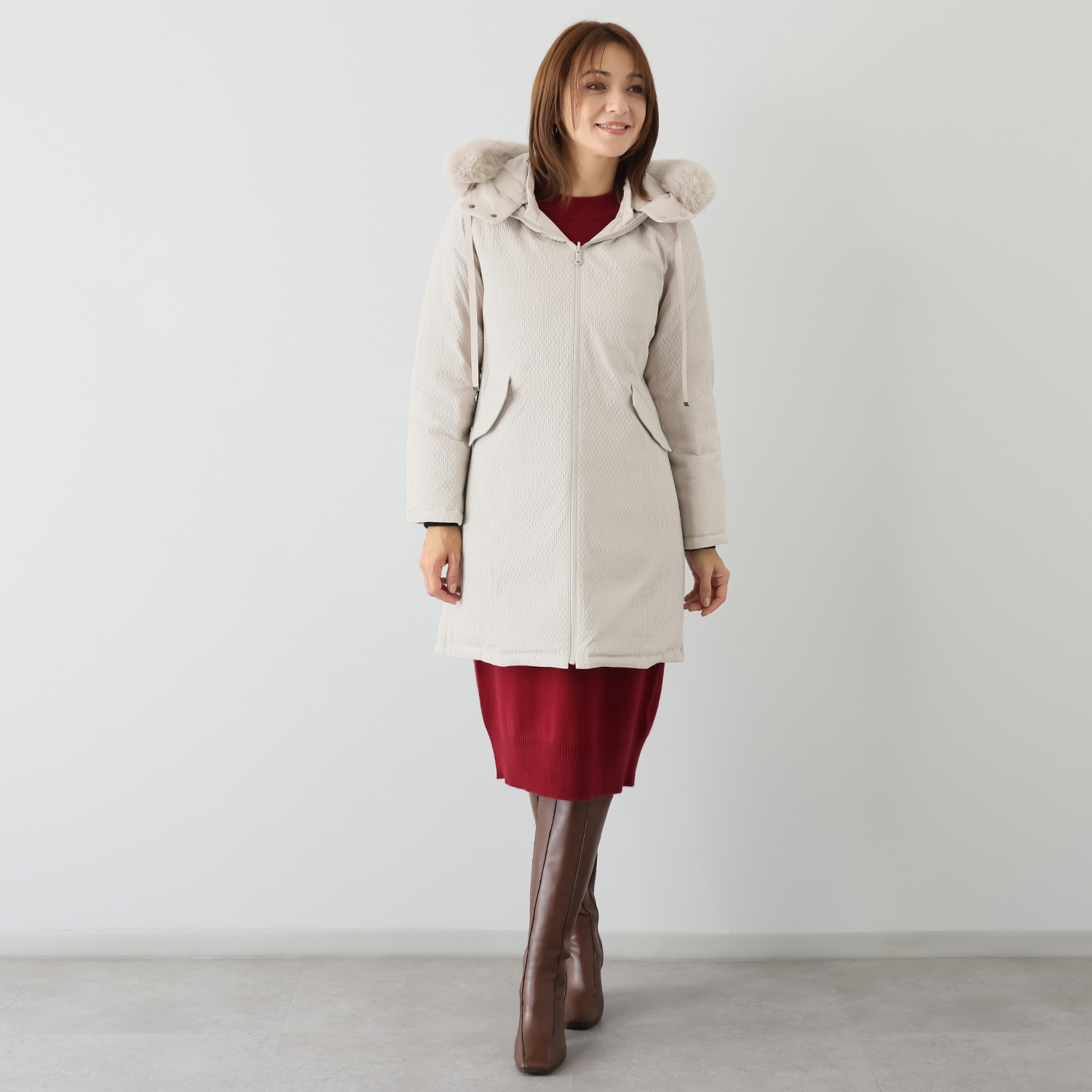 メルヴェイユ　ヴァント エコファー付 はっ水　軽量 リバーシブル ダウンコート