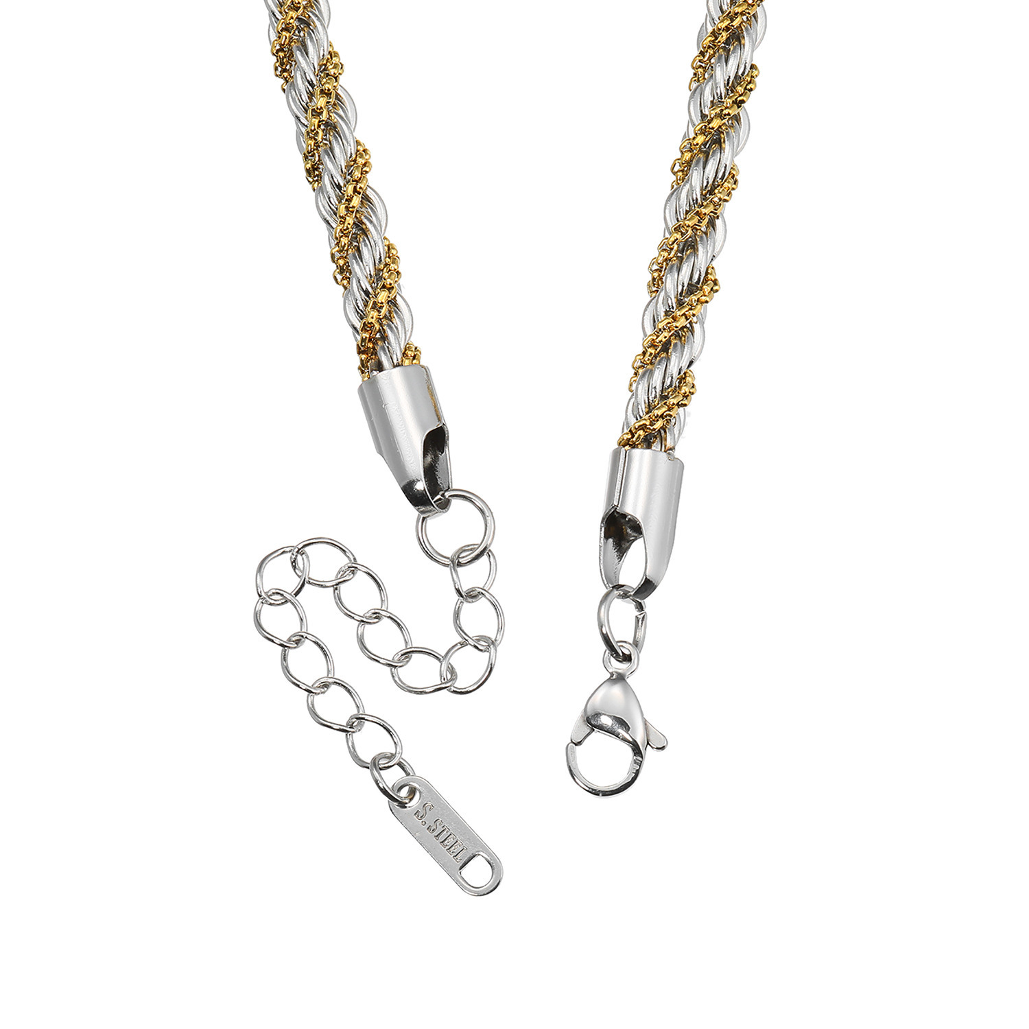 エービーステン ステンレス コンビカラー デザインネックレス