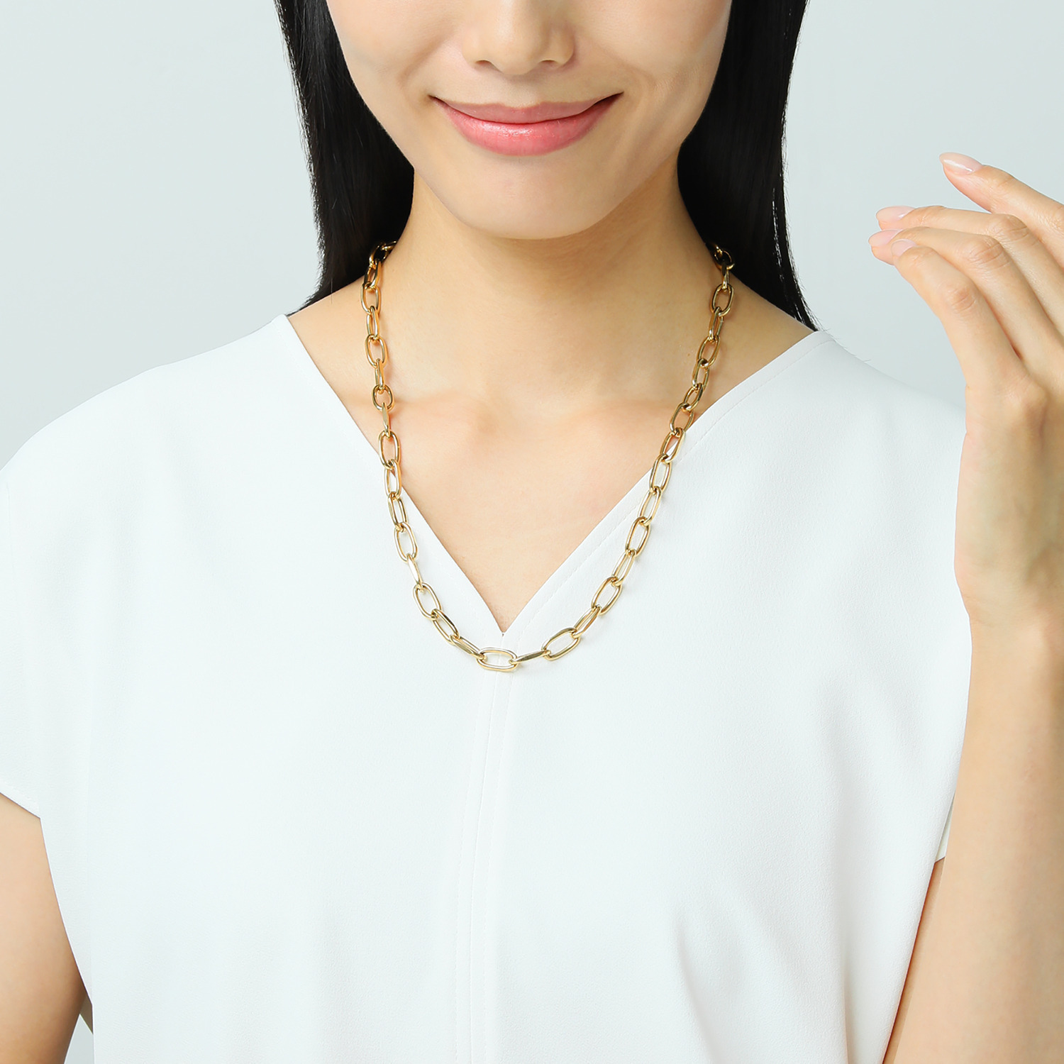 アシエステンレス サージカルステンレス オーバルシャイニー ネックレス