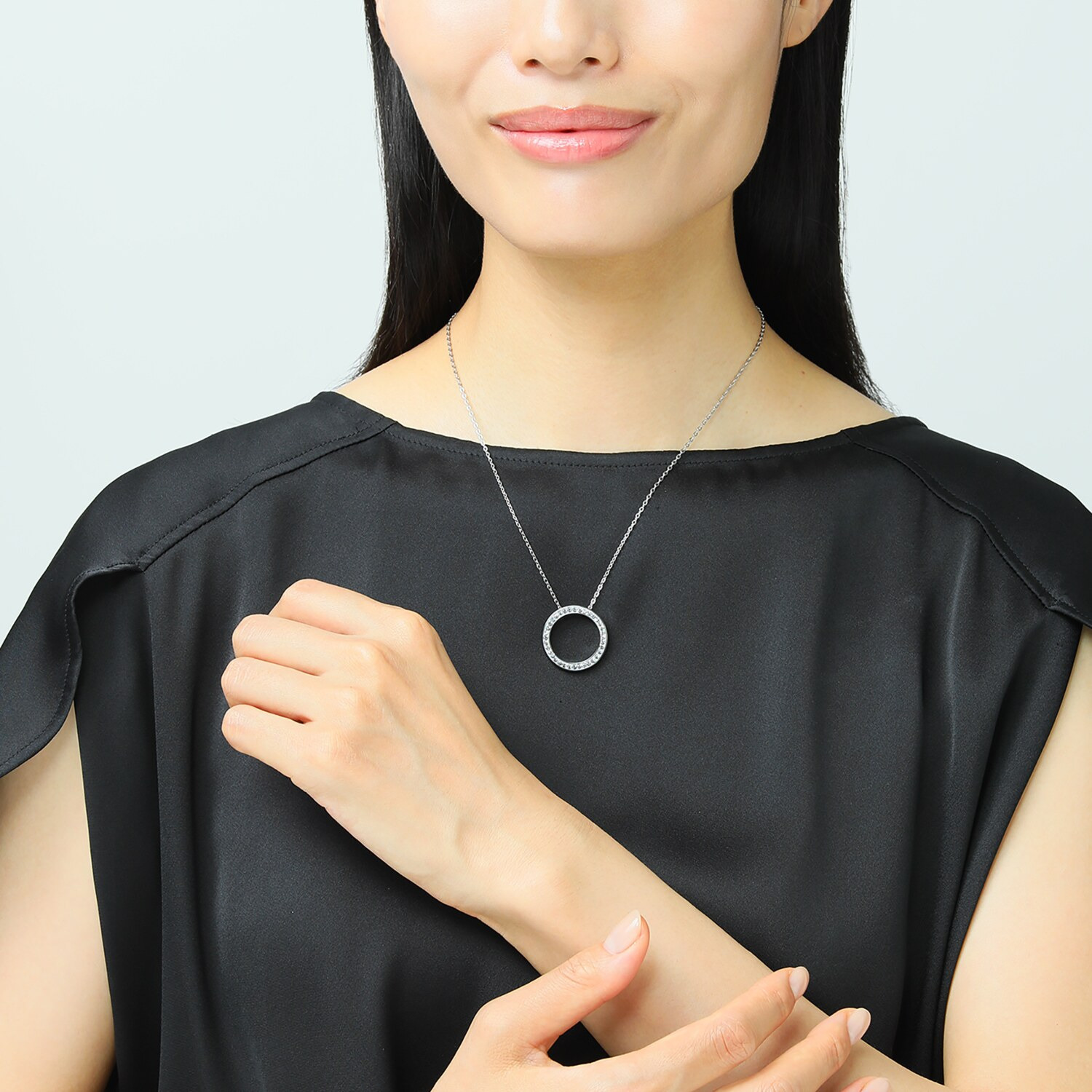アシエステンレス サージカルステンレス クリスタルガラス ネックレス