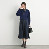 元町ゼラール なめらか＆艶やか素材 袖がかわいい レイヤードデザイン ニットワンピース