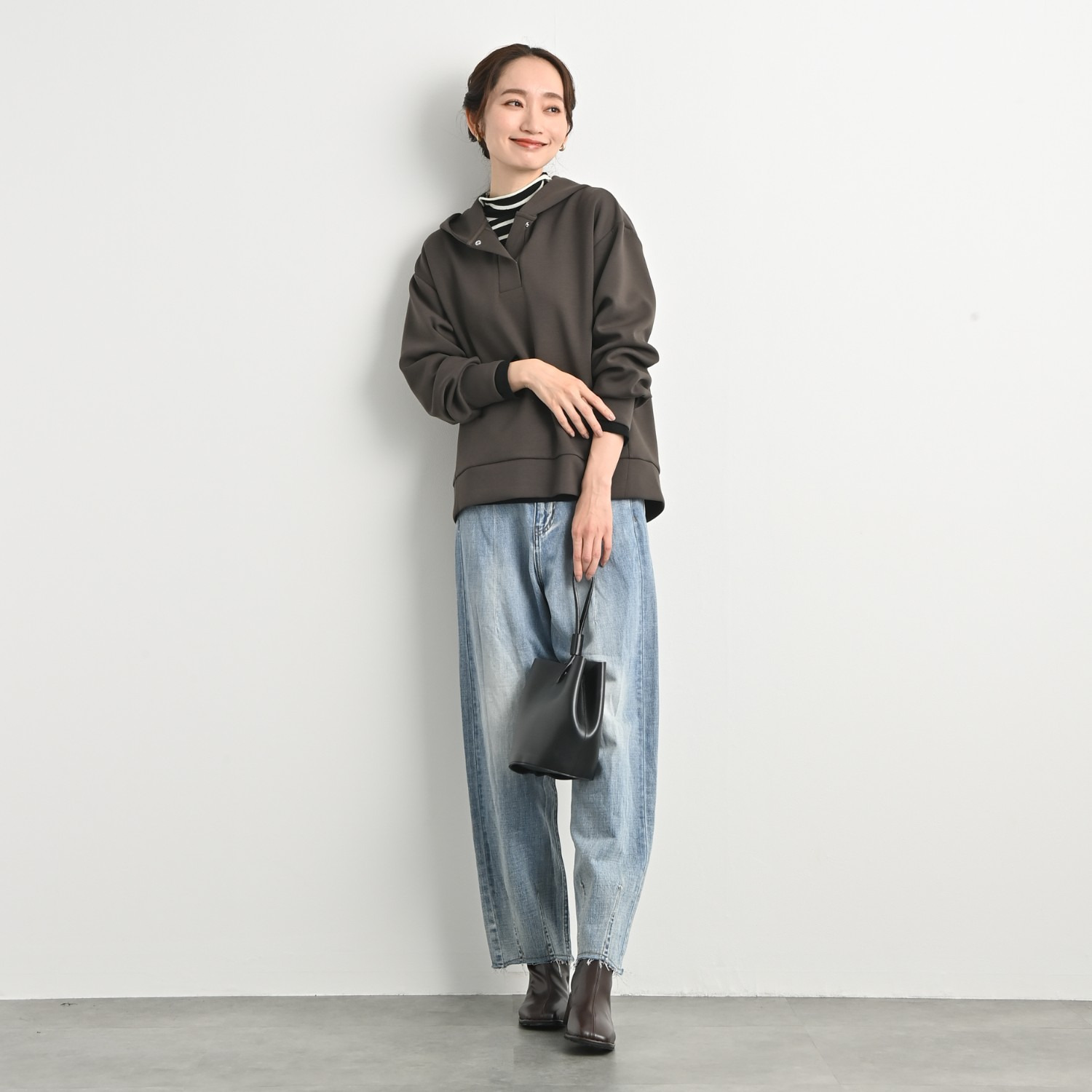 元町ゼラール なめらか＆きれい見え 洗える！　シルク混 ハイゲージニット ハイネックプルオーバー